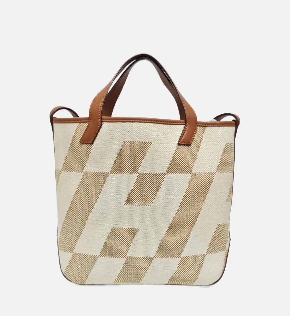 Hermes Hermes Cabas H En Biais Vanilla canvas jacquard shoulder bag handbag Z Size ONE SIZE - 5 Thumbnail