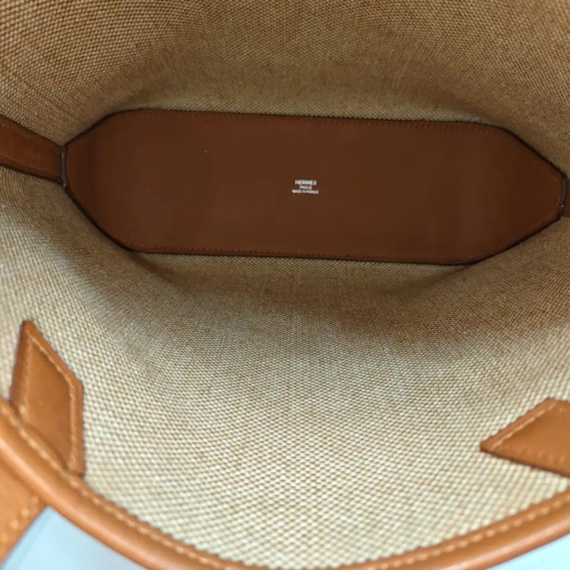 Hermes Hermes Cabas H En Biais Vanilla canvas jacquard shoulder bag handbag Z Size ONE SIZE - 7 Thumbnail