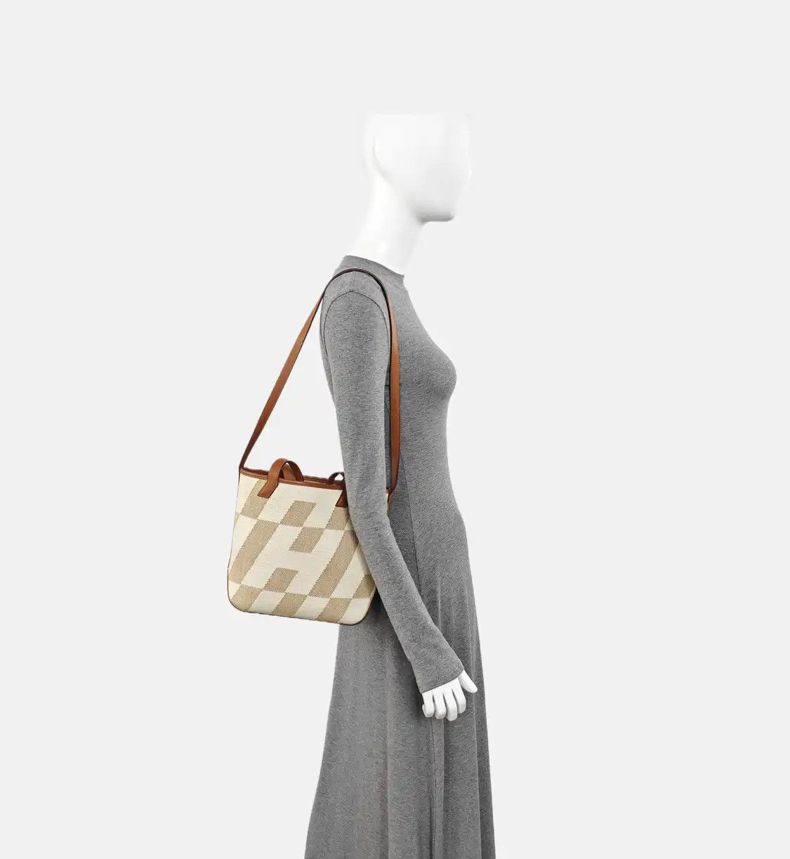 Hermes Hermes Cabas H En Biais Vanilla canvas jacquard shoulder bag handbag Z Size ONE SIZE - 2 Thumbnail