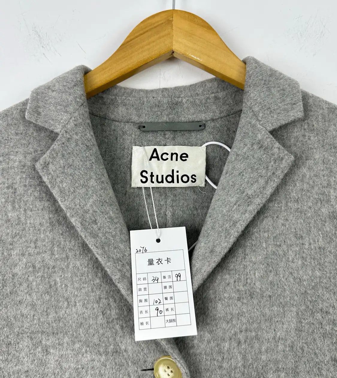 Acne Studios M Size Grey Wool Women's Coat in Gray, Women's — image 3 of 5