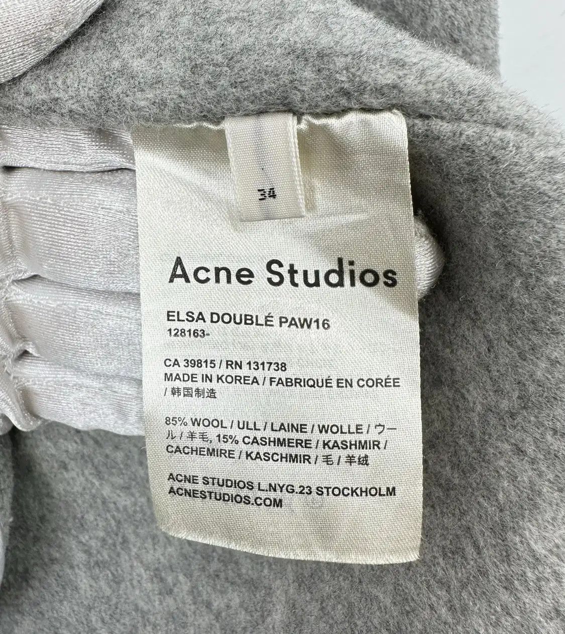 Acne Studios M Size Grey Wool Women's Coat in Gray, Women's — image 5 of 5