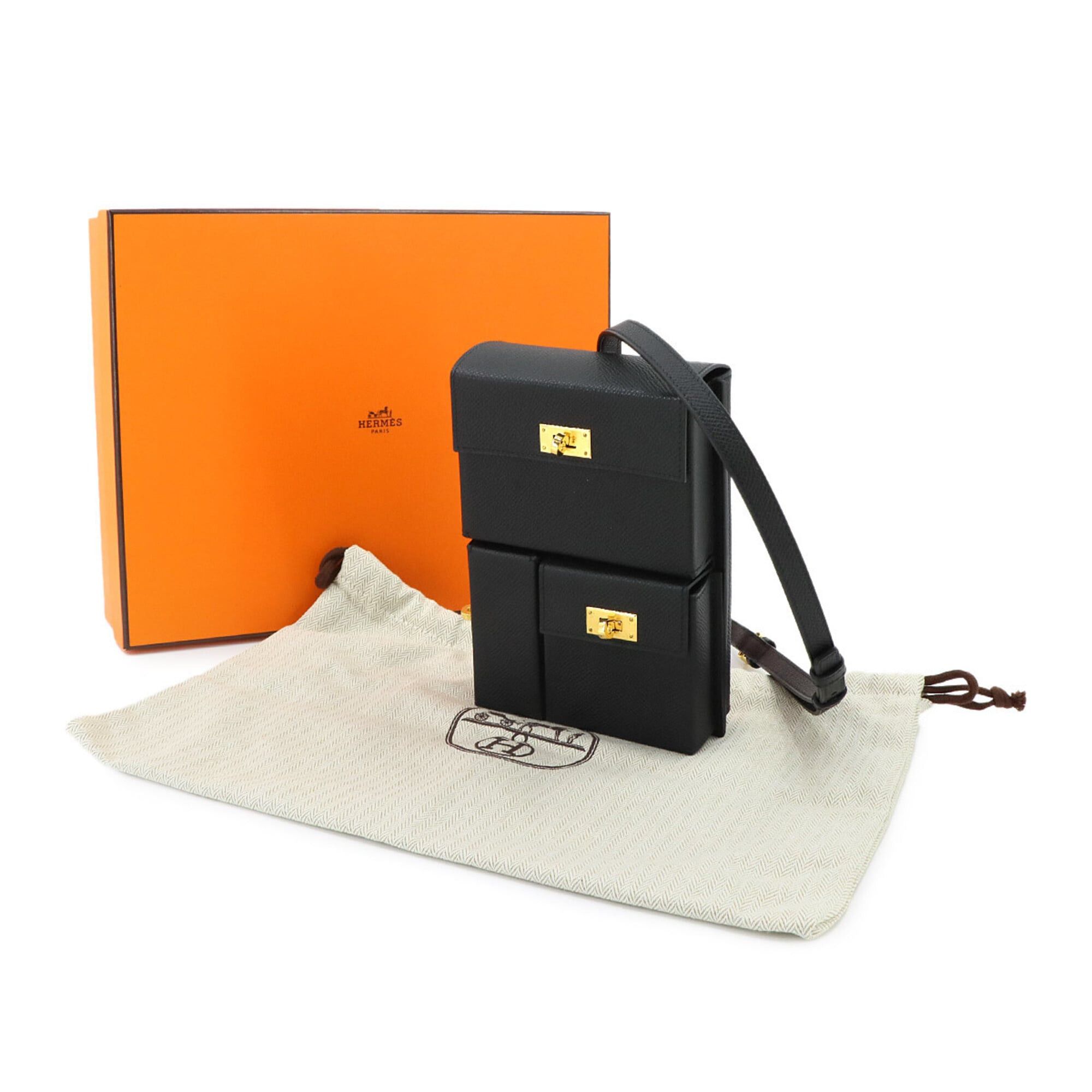 Hermes Hermes Kelly Multipocket To Go Handbag Pouch, Epsom Leather, Black, Shoulder Bag, W Stamp, Gold Hardware. Size ONE SIZE - 2 Thumbnail