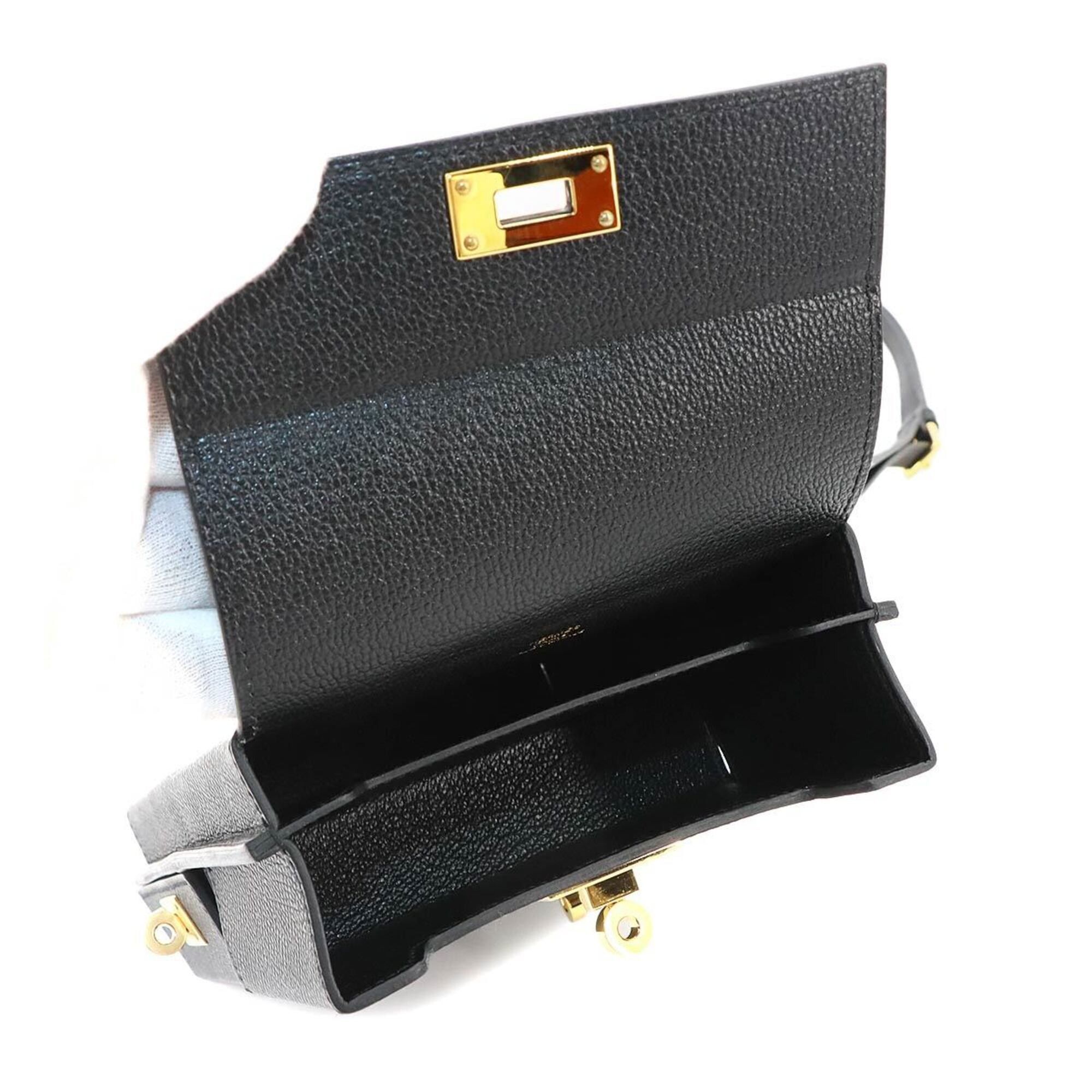 Hermes Hermes Kelly Multipocket To Go Handbag Pouch, Epsom Leather, Black, Shoulder Bag, W Stamp, Gold Hardware. Size ONE SIZE - 7 Thumbnail