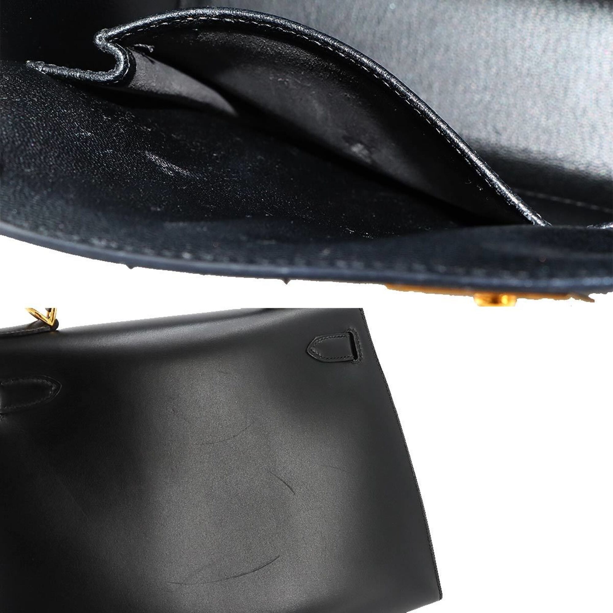 Hermes Hermes Kelly 28, Box Calf Leather, Black, 2-way Handbag/Shoulder Bag, □D Stamp, External Stitching, Gold Hardware. Size ONE SIZE - 9 Thumbnail