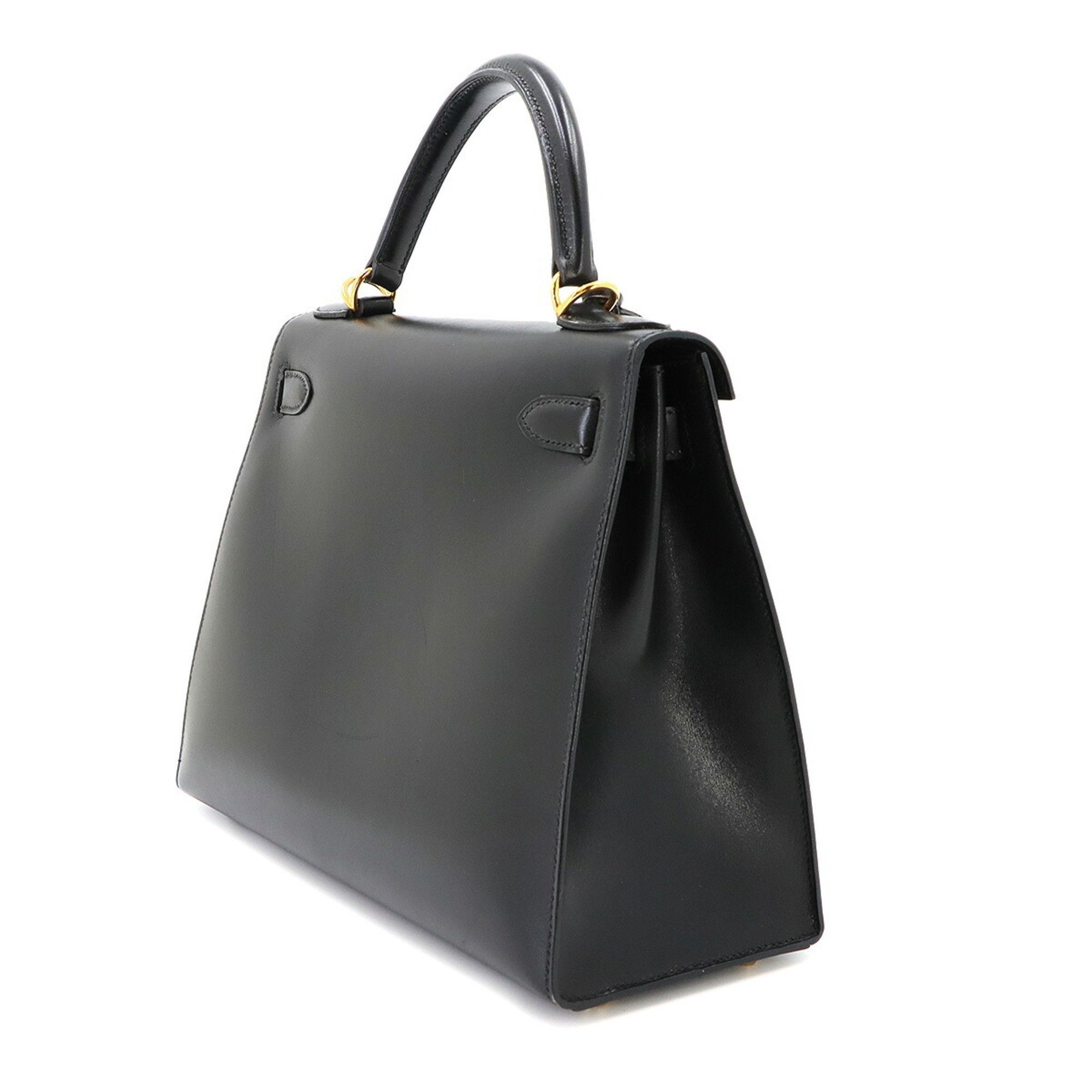 Hermes Hermes Kelly 28, Box Calf Leather, Black, 2-way Handbag/Shoulder Bag, □D Stamp, External Stitching, Gold Hardware. Size ONE SIZE - 4 Thumbnail