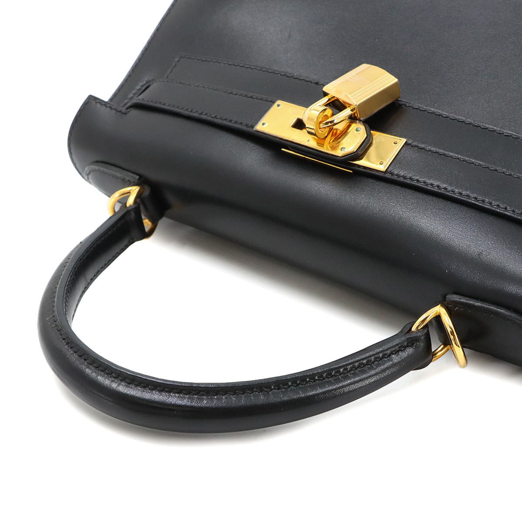 Hermes Hermes Kelly 28, Box Calf Leather, Black, 2-way Handbag/Shoulder Bag, □D Stamp, External Stitching, Gold Hardware. Size ONE SIZE - 6 Thumbnail