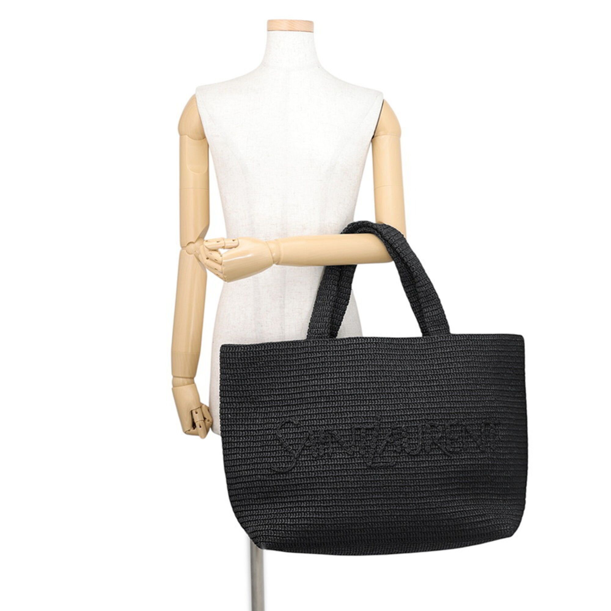 Yves Saint Laurent Yves Saint Laurent Saint Laurent Paris Raffia Tote Bag 756269 SAINT LAURENT PARIS Handbag Black Size ONE SIZE - 4 Thumbnail