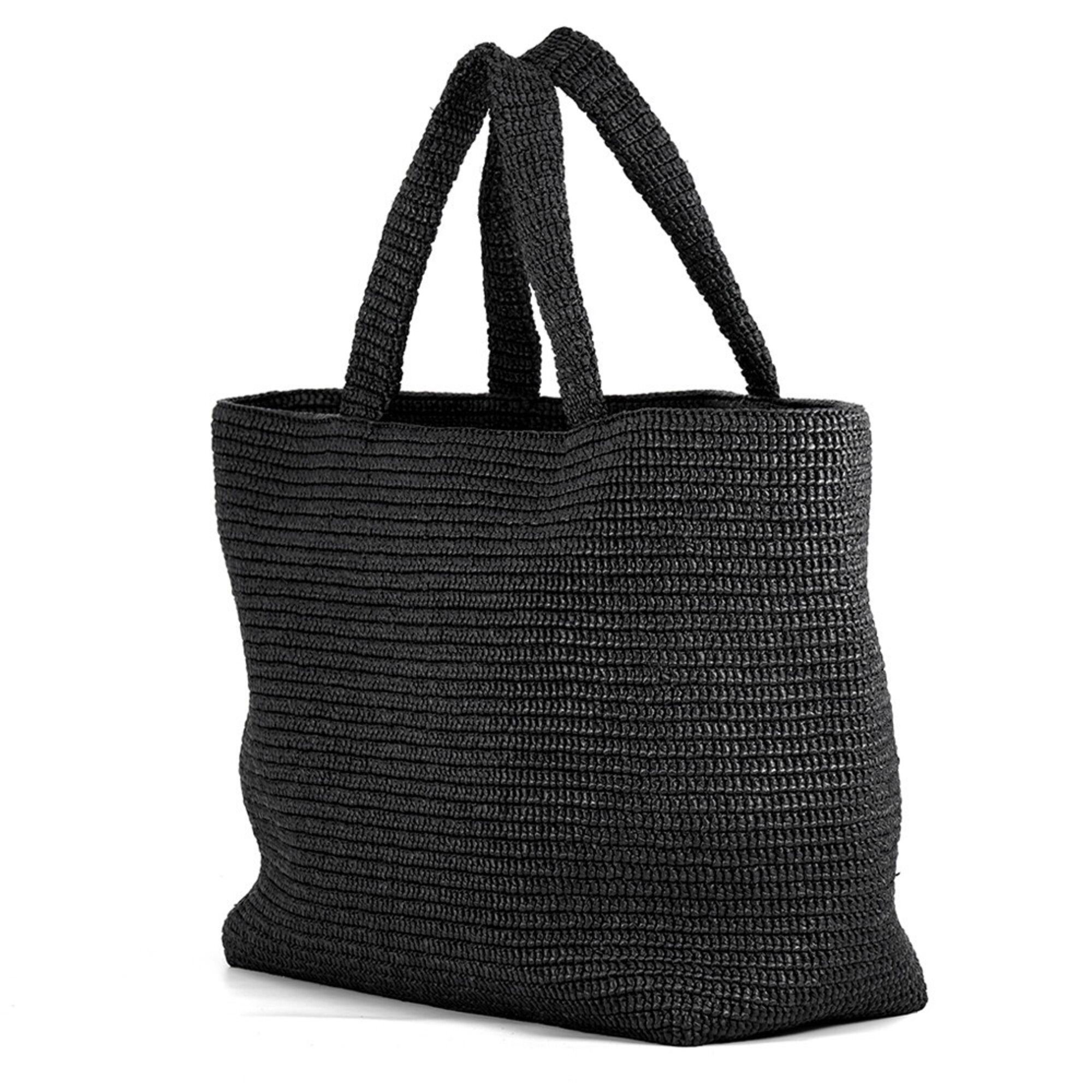 Yves Saint Laurent Yves Saint Laurent Saint Laurent Paris Raffia Tote Bag 756269 SAINT LAURENT PARIS Handbag Black Size ONE SIZE - 2 Thumbnail