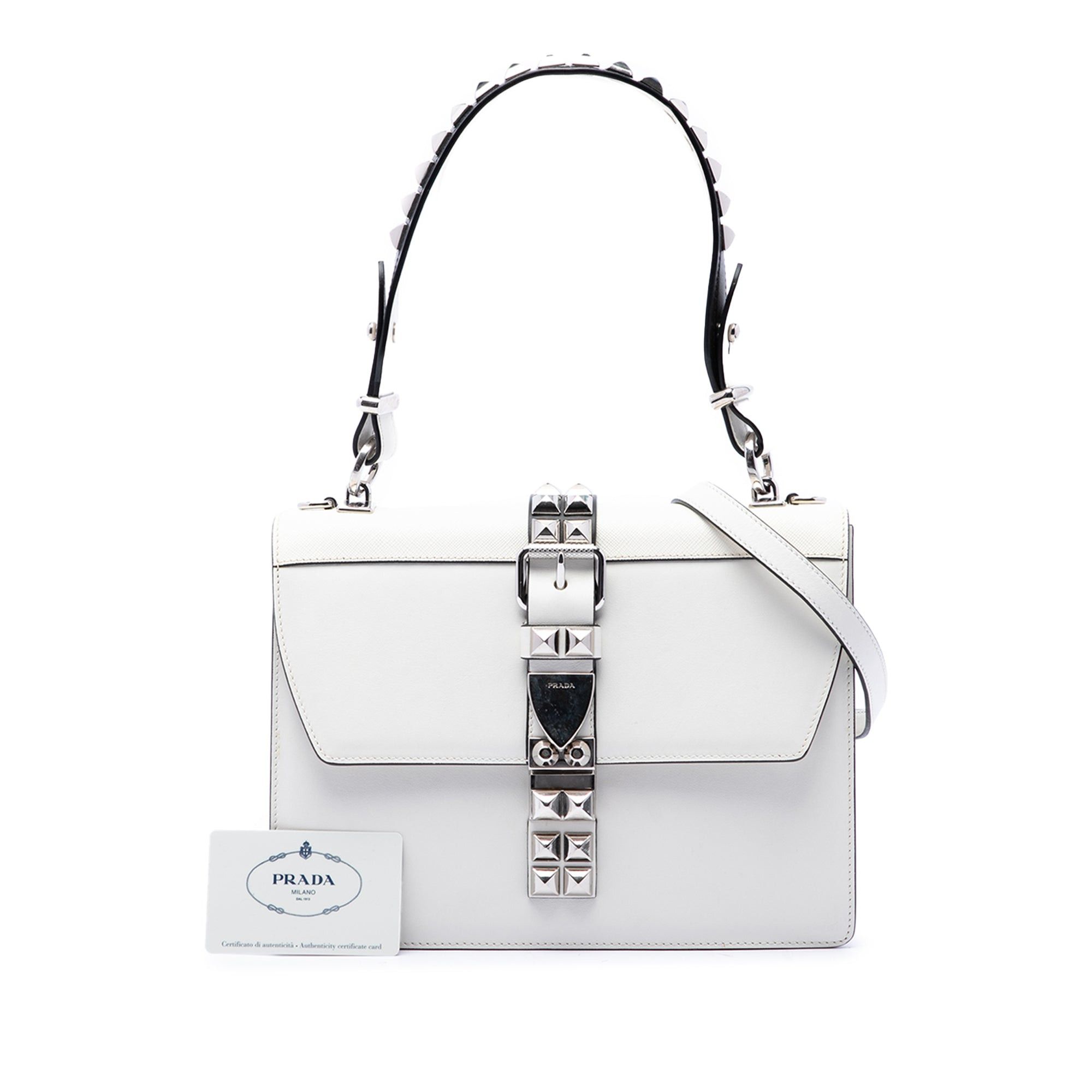 Prada City Calf and Saffiano Studded Elektra Satchel Size ONE SIZE - 7 Thumbnail