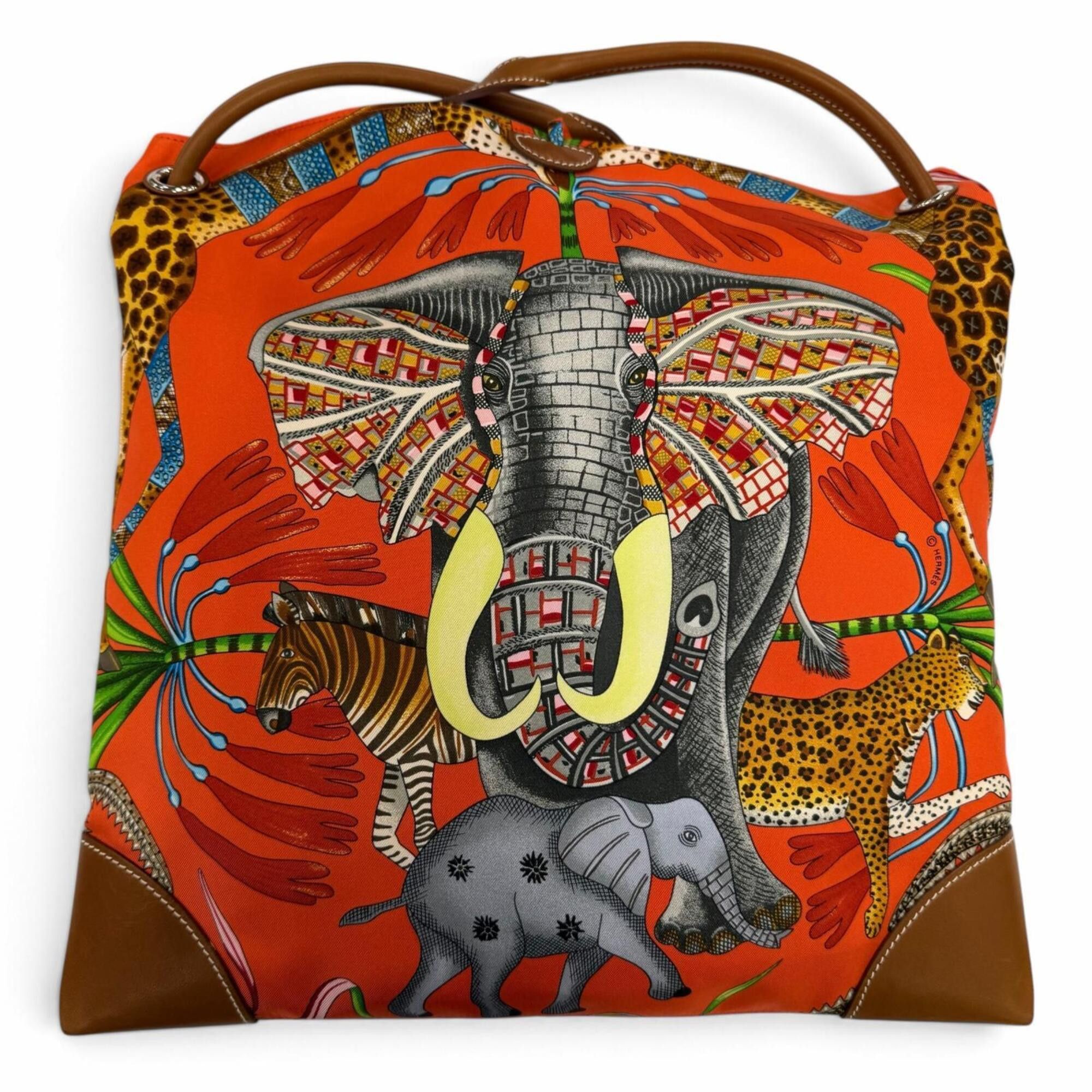 Hermes HERMES Silky City 33 PM La Marche du Zambeze (The March on the Zambezi River) 100% Silk Barenia Orange Poppy Fauve Shoulder Bag, X Stamp, Made in France, Women's, with Dust Bag Size ONE SIZE - 4 Thumbnail