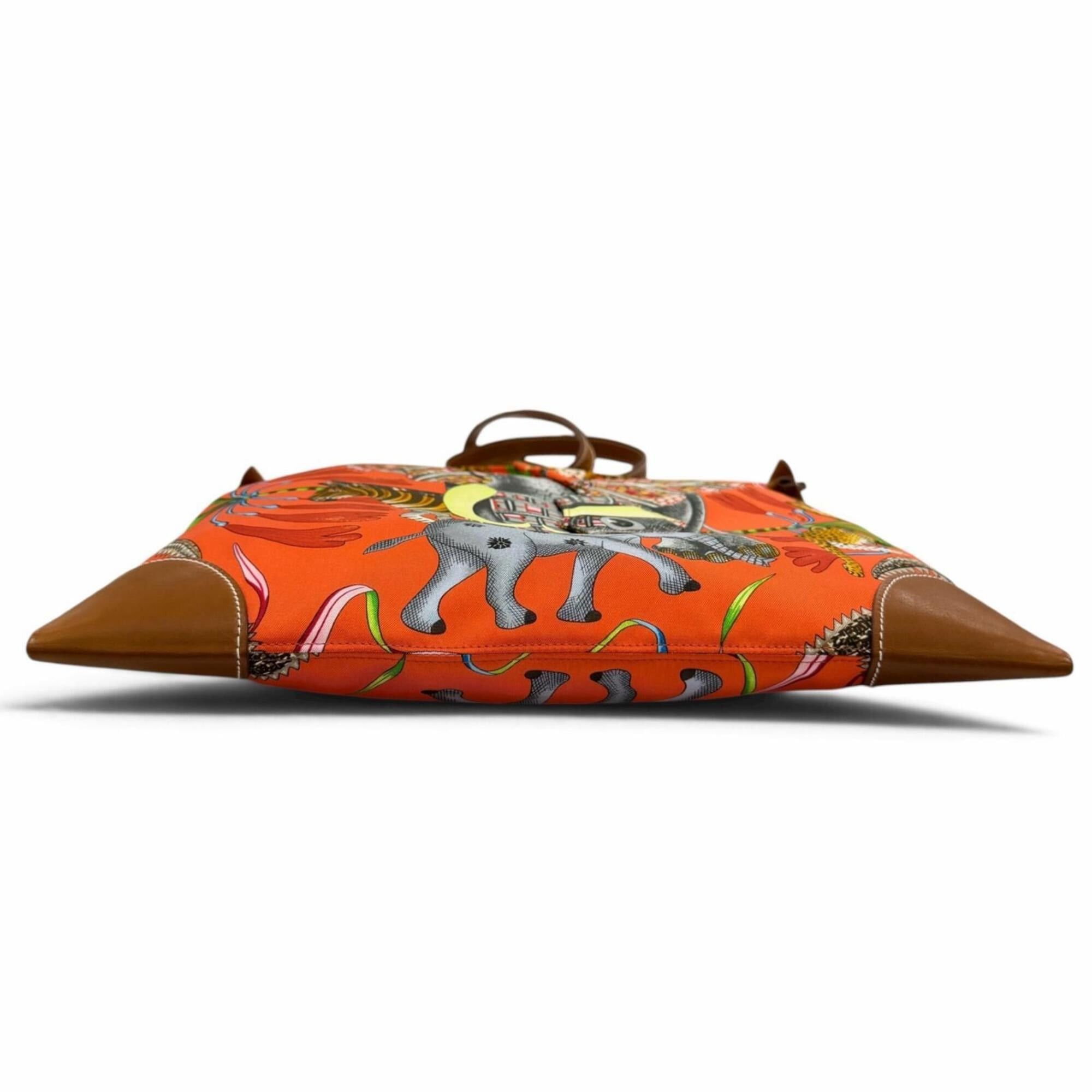 Hermes HERMES Silky City 33 PM La Marche du Zambeze (The March on the Zambezi River) 100% Silk Barenia Orange Poppy Fauve Shoulder Bag, X Stamp, Made in France, Women's, with Dust Bag Size ONE SIZE - 6 Thumbnail