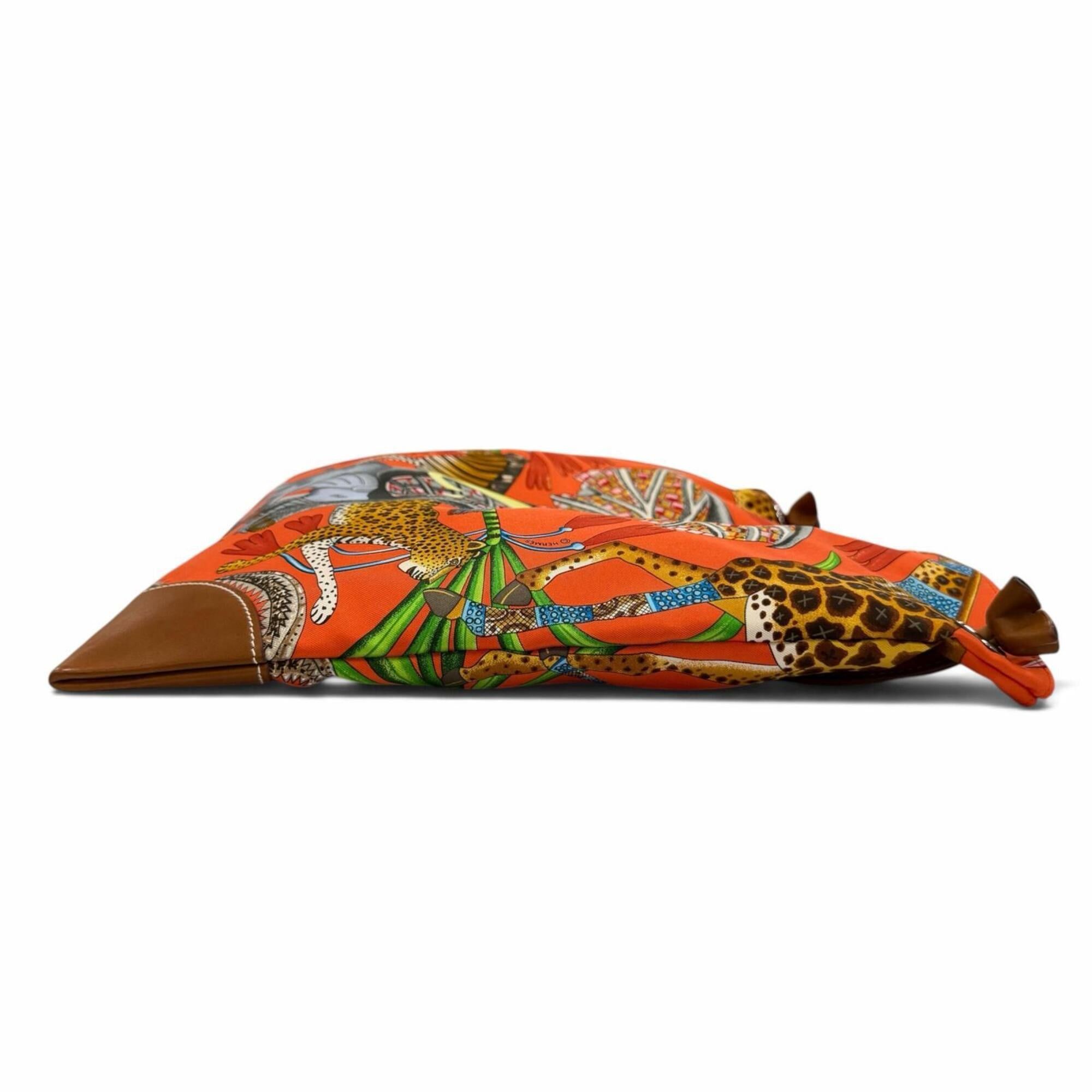 Hermes HERMES Silky City 33 PM La Marche du Zambeze (The March on the Zambezi River) 100% Silk Barenia Orange Poppy Fauve Shoulder Bag, X Stamp, Made in France, Women's, with Dust Bag Size ONE SIZE - 5 Thumbnail