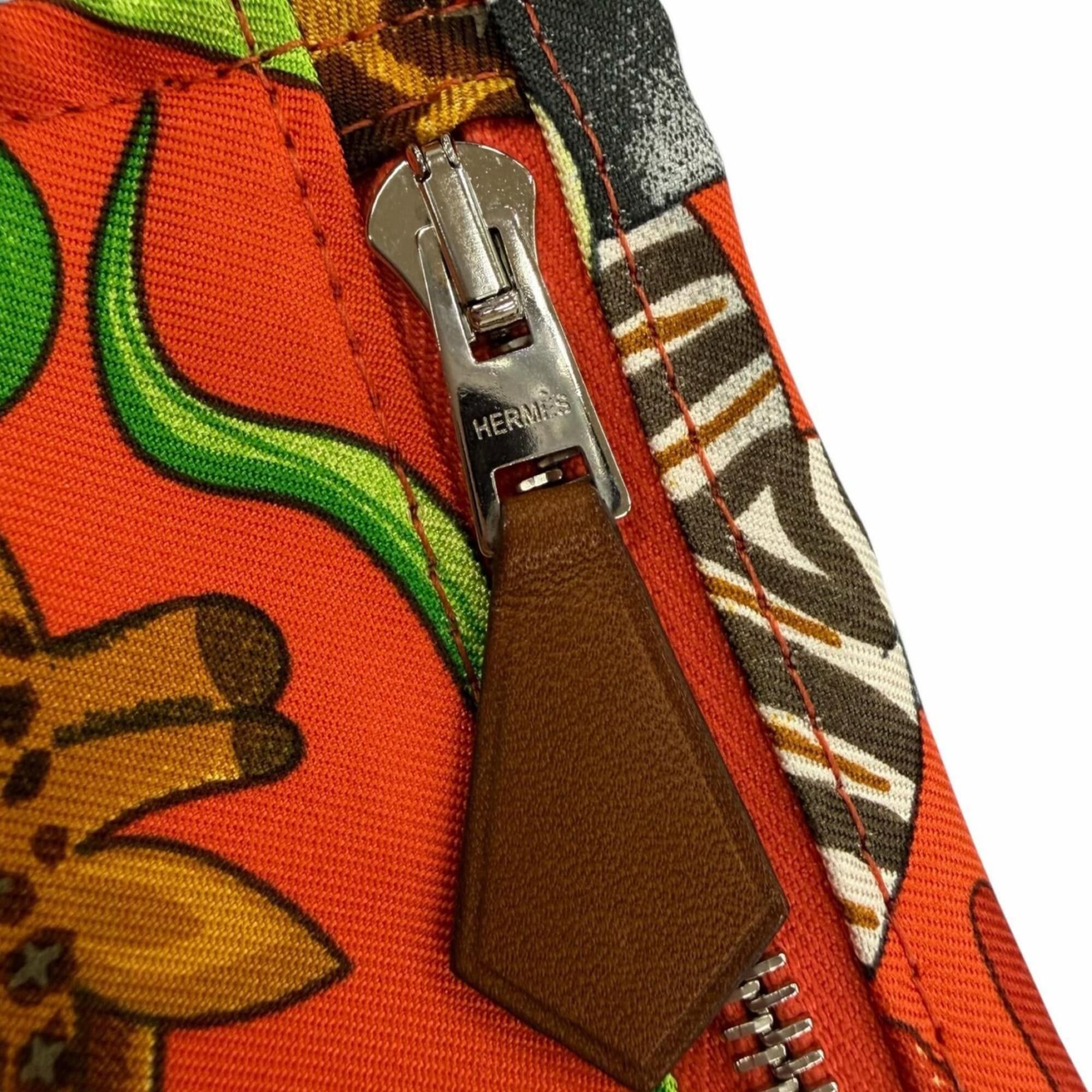 Hermes HERMES Silky City 33 PM La Marche du Zambeze (The March on the Zambezi River) 100% Silk Barenia Orange Poppy Fauve Shoulder Bag, X Stamp, Made in France, Women's, with Dust Bag Size ONE SIZE - 10 Thumbnail