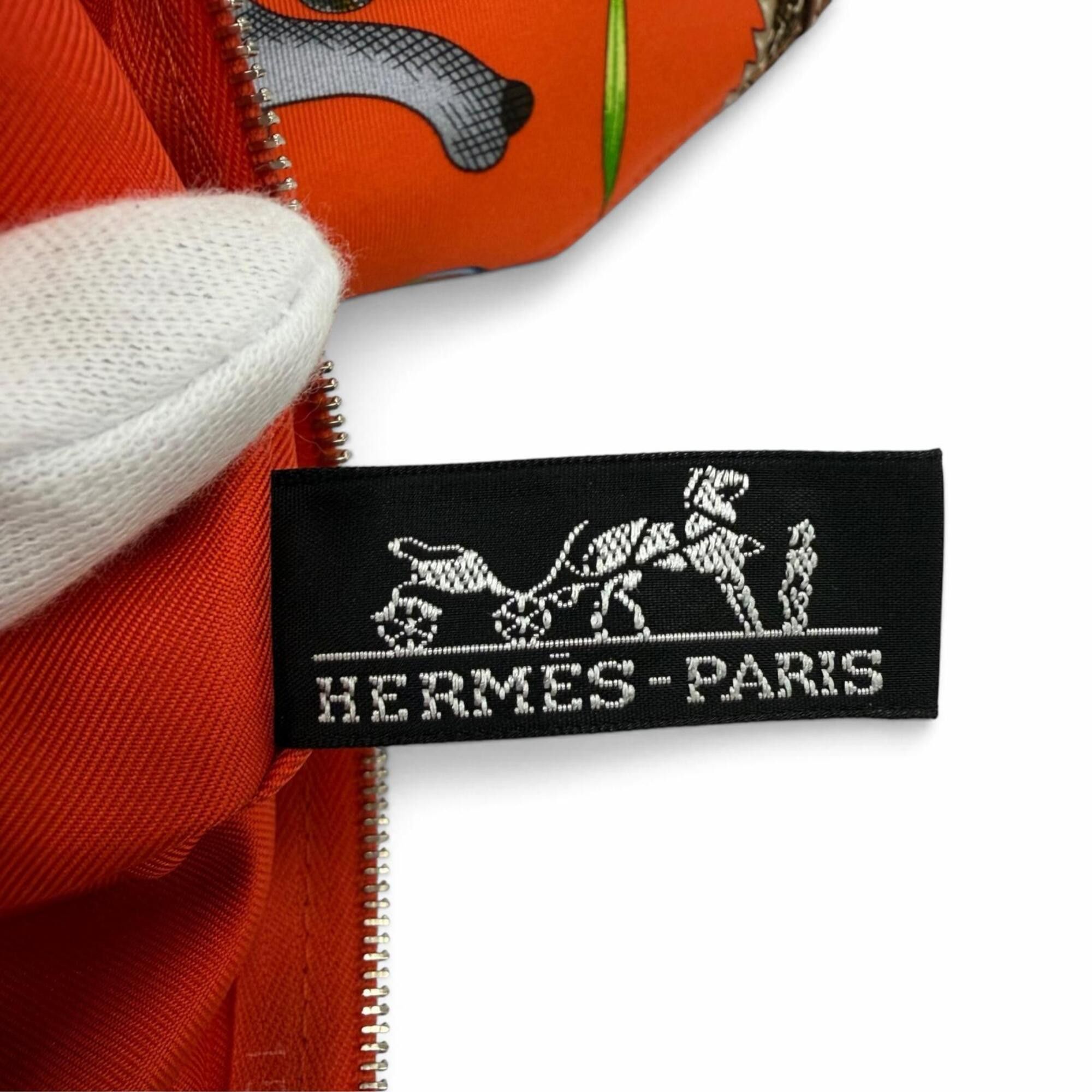 Hermes HERMES Silky City 33 PM La Marche du Zambeze (The March on the Zambezi River) 100% Silk Barenia Orange Poppy Fauve Shoulder Bag, X Stamp, Made in France, Women's, with Dust Bag Size ONE SIZE - 11 Thumbnail