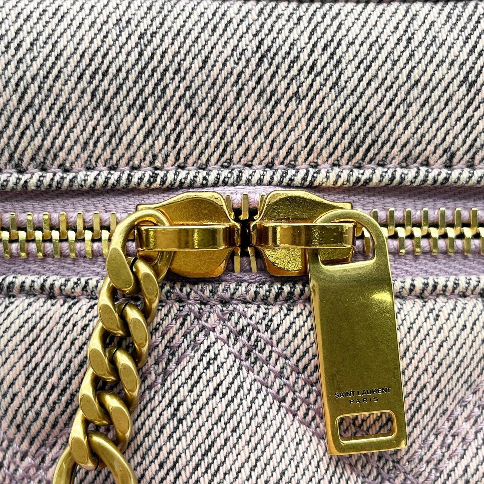 Yves Saint Laurent YVES SAINT LAURENT 80'S Vanity Bag, Quilted Shoulder YSL Logo, 649779, Denim Purple, Women's Size ONE SIZE - 15 Thumbnail
