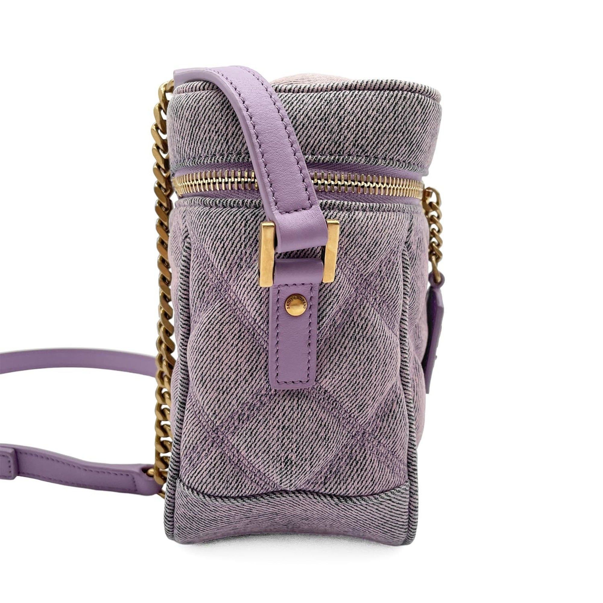 Yves Saint Laurent YVES SAINT LAURENT 80'S Vanity Bag, Quilted Shoulder YSL Logo, 649779, Denim Purple, Women's Size ONE SIZE - 4 Thumbnail