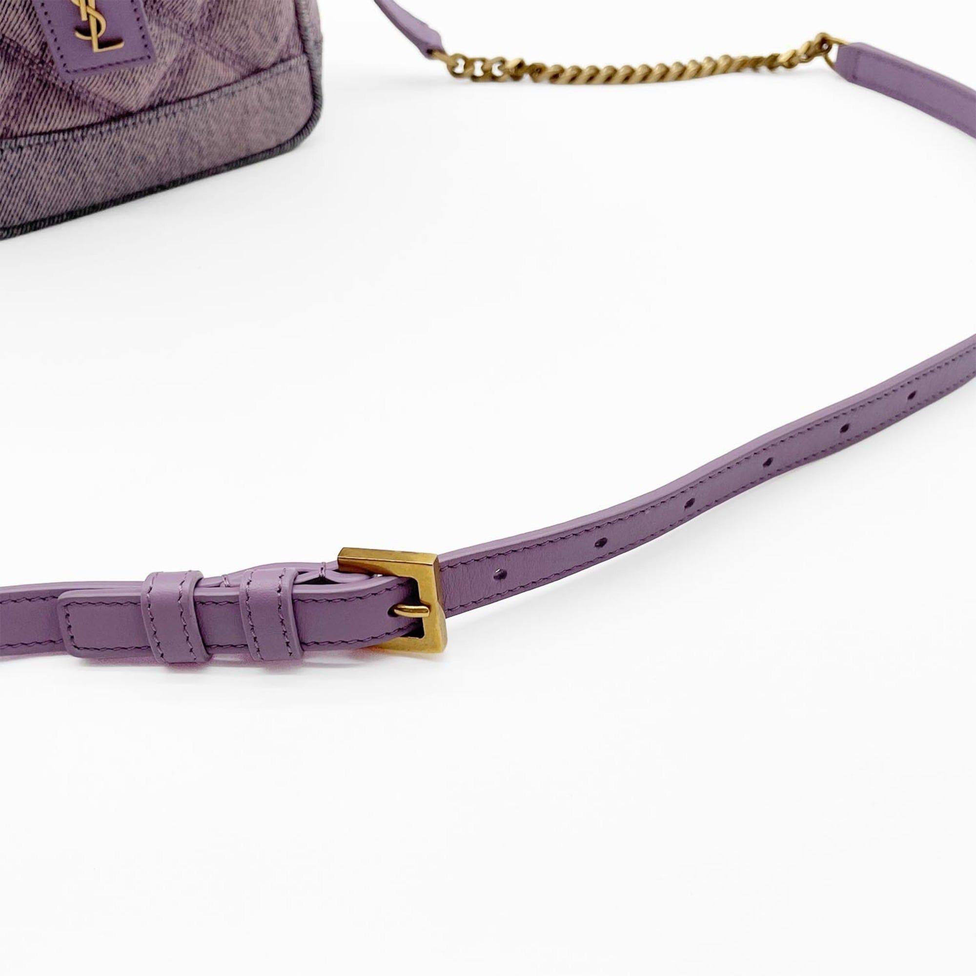 Yves Saint Laurent YVES SAINT LAURENT 80'S Vanity Bag, Quilted Shoulder YSL Logo, 649779, Denim Purple, Women's Size ONE SIZE - 18 Thumbnail