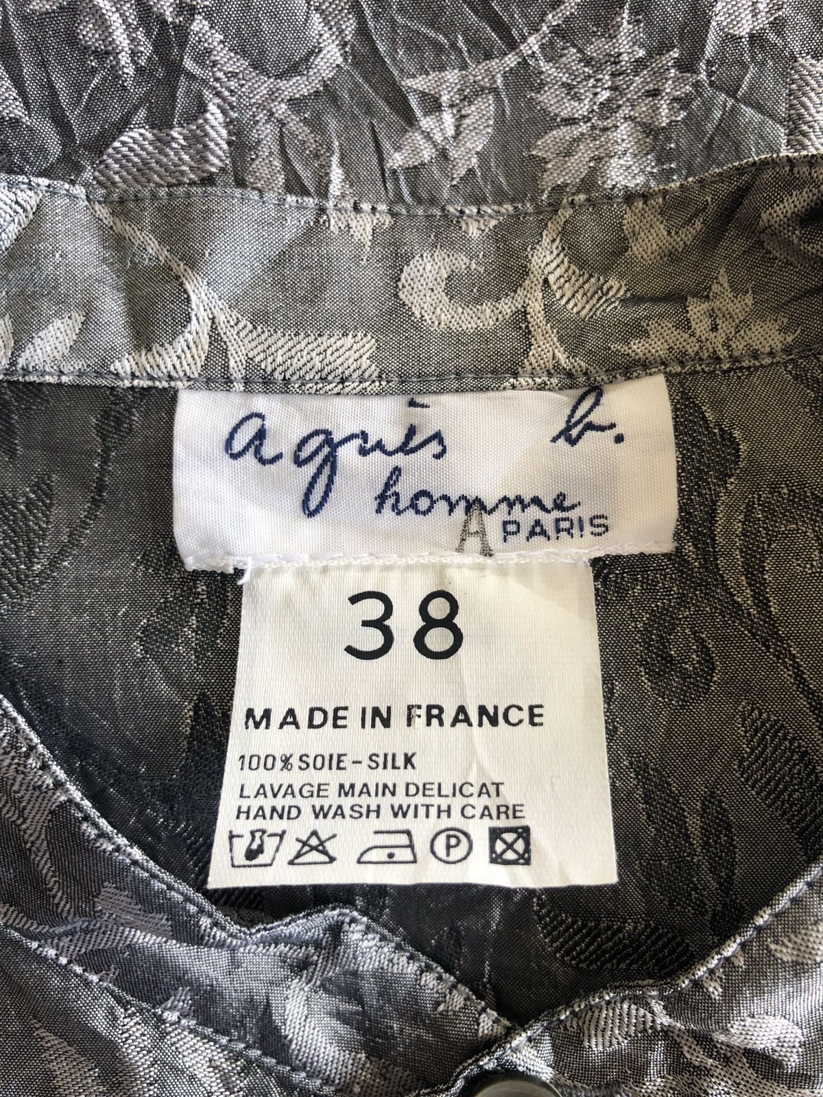 agnes b. Agnes B. Homme Floral Motif Silk Mandarin Collar Shirt Size US S / EU 44-46 / 1 - 5 Thumbnail