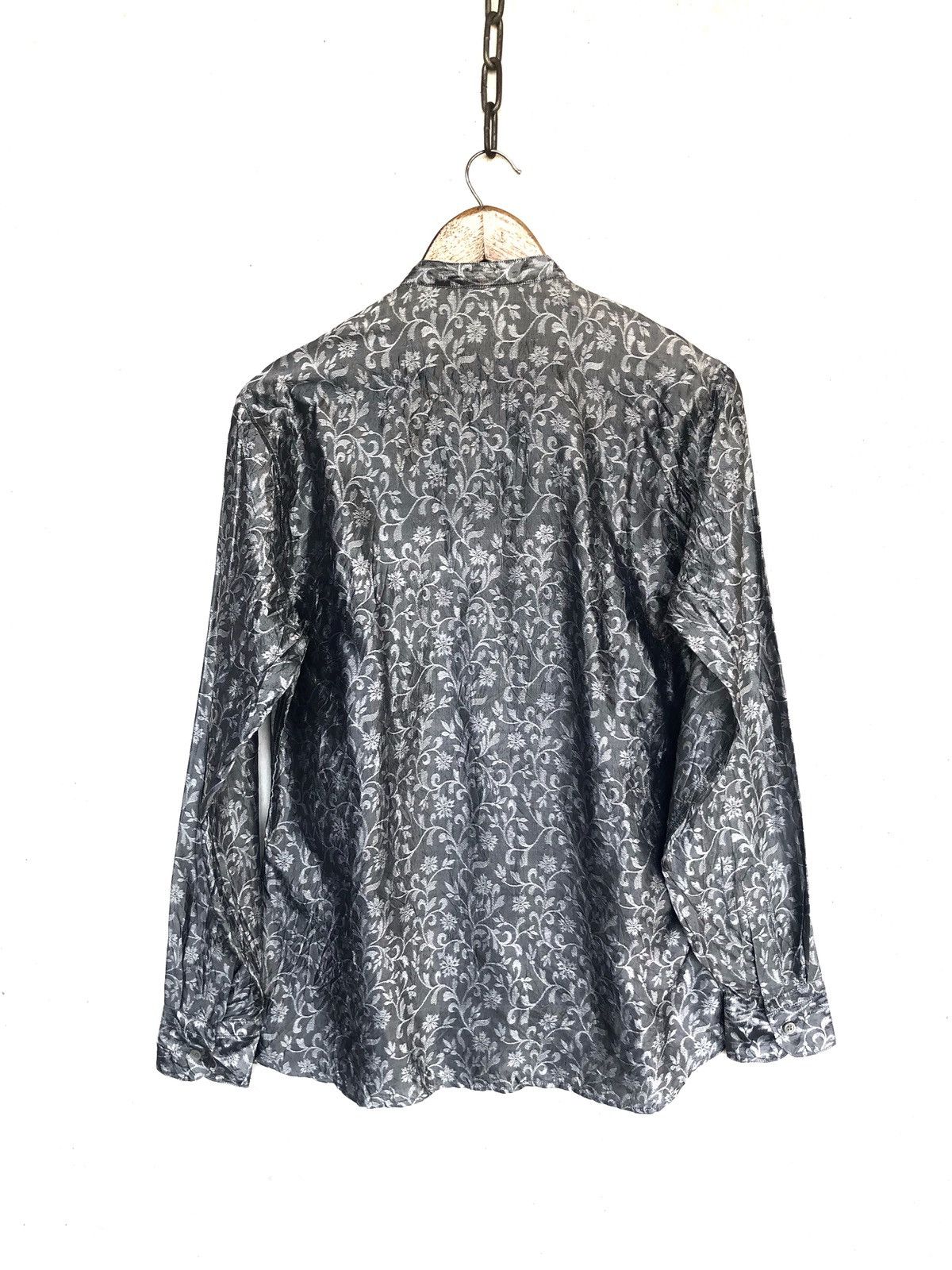 agnes b. Agnes B. Homme Floral Motif Silk Mandarin Collar Shirt Size US S / EU 44-46 / 1 - 3 Thumbnail