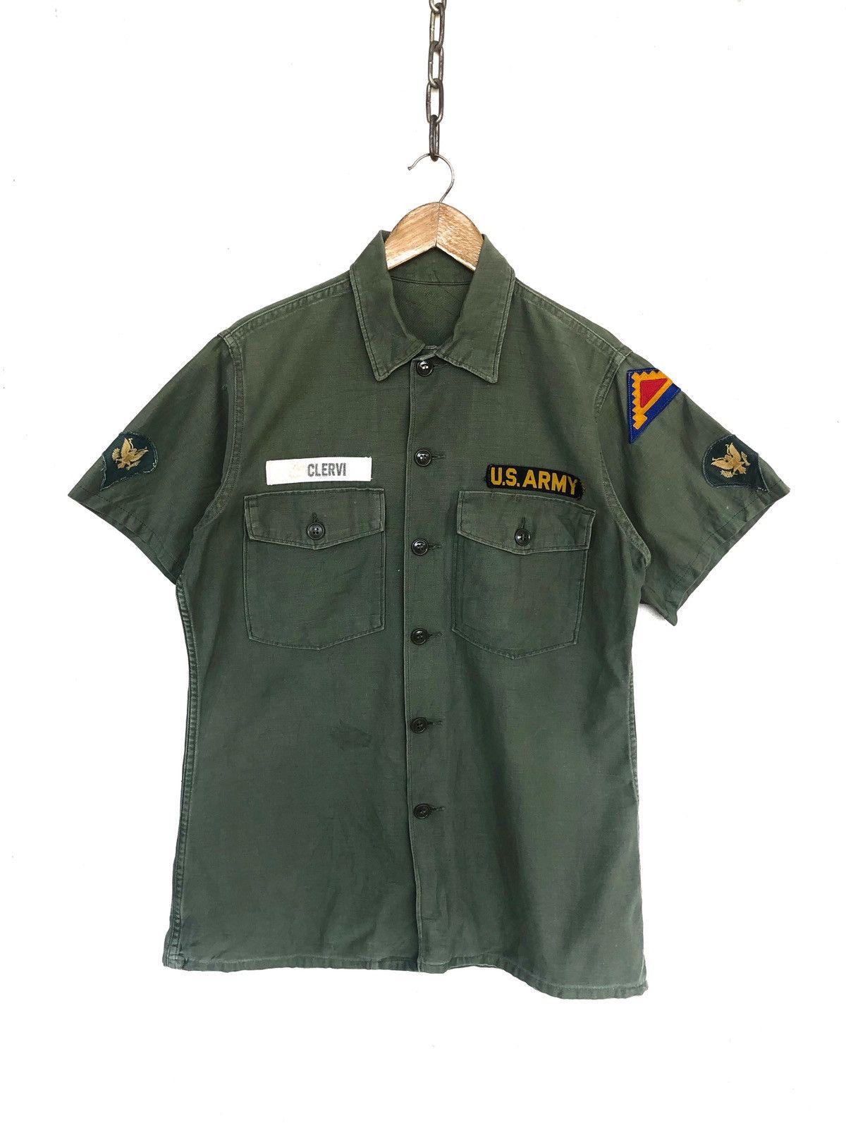Vintage Vintage 83' OG US Army Military "Clervi" Memorial Shirt Size US M / EU 48-50 / 2 - 5 Thumbnail