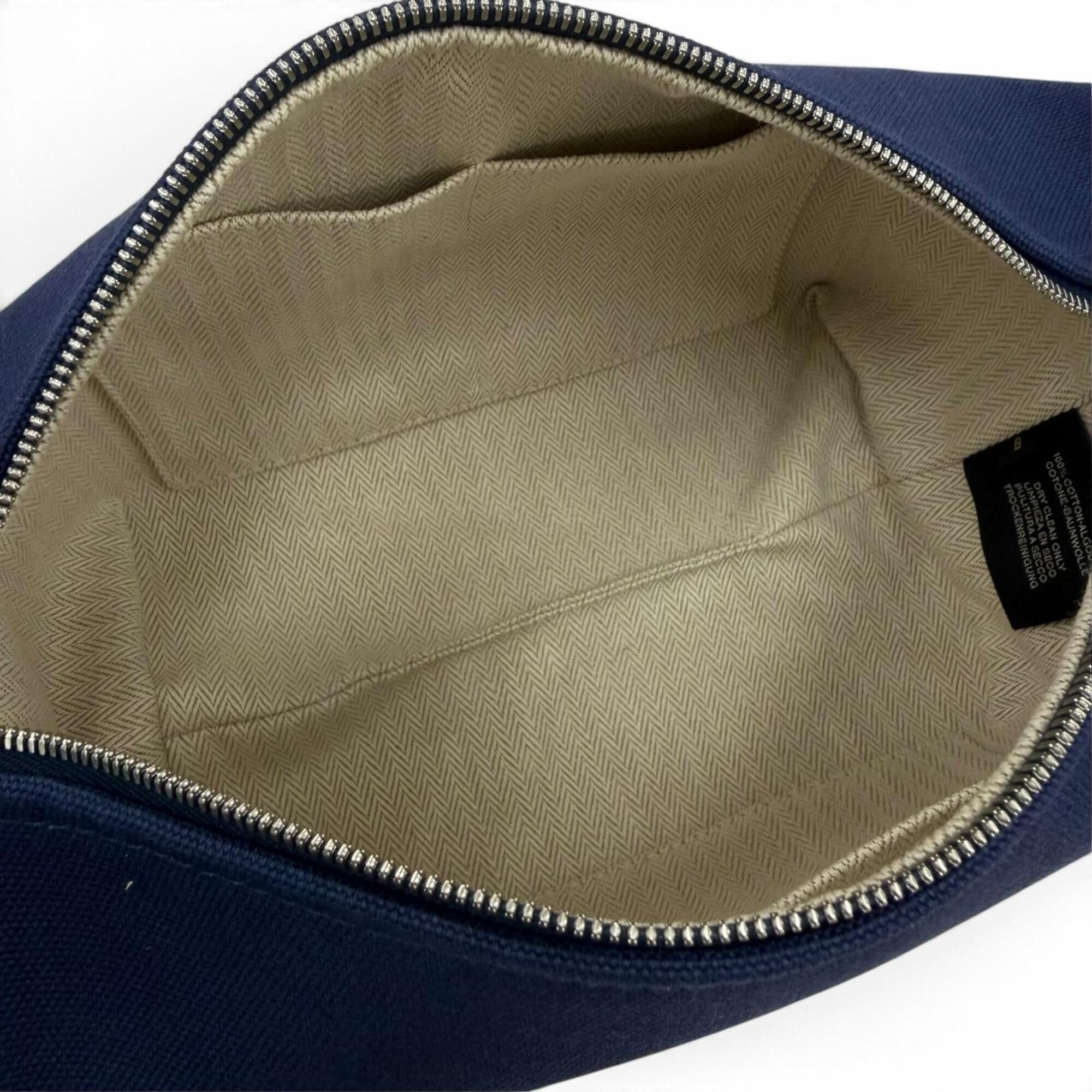 Hermes HERMES Bride à Black PM Cotton Pouch Handbag with Silver Hardware, H Logo, Navy, Made in France, Women's. Size ONE SIZE - 5 Thumbnail