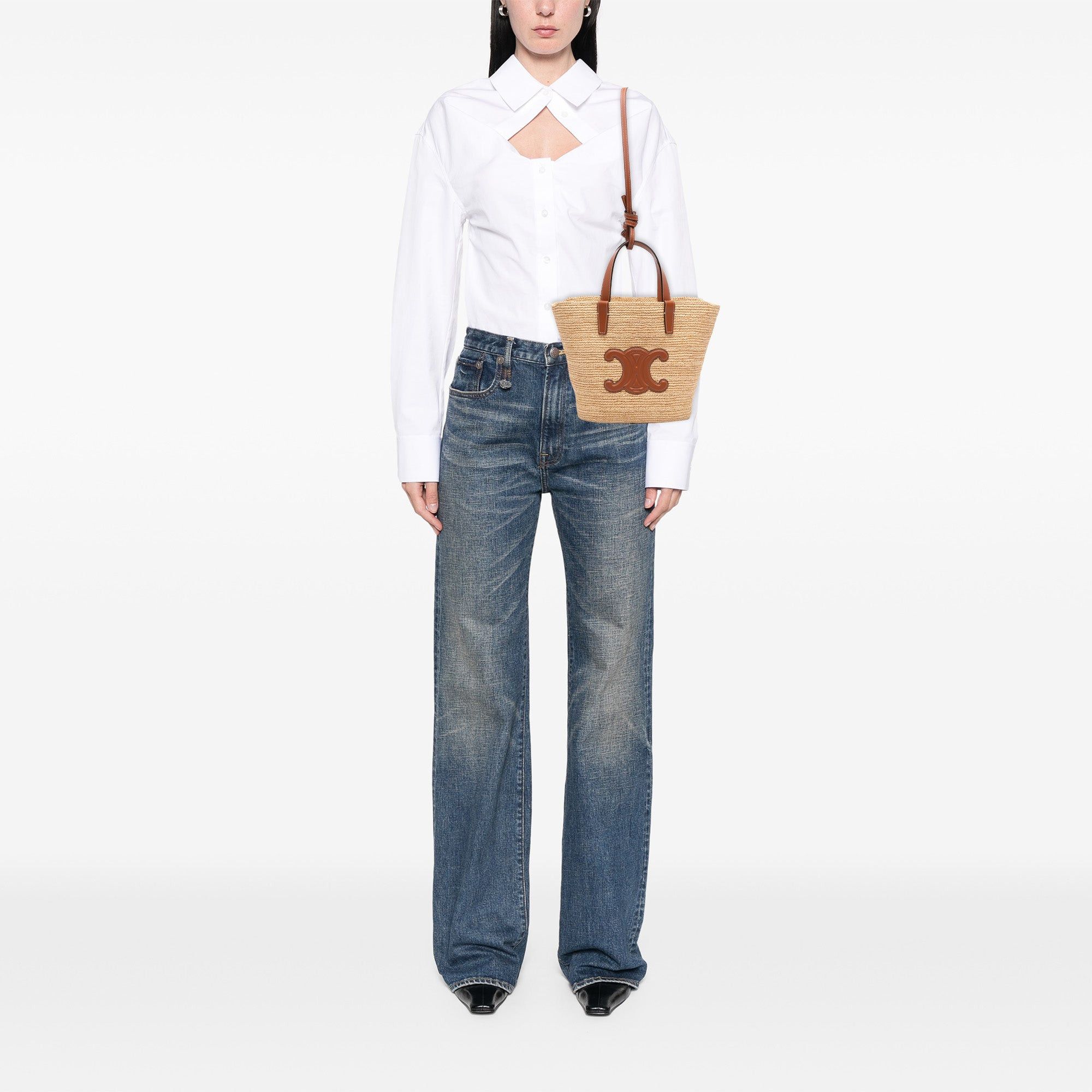Celine Teen Supple Raffia Cuir Triomphe Classic Panier Tote Size ONE SIZE - 6 Thumbnail