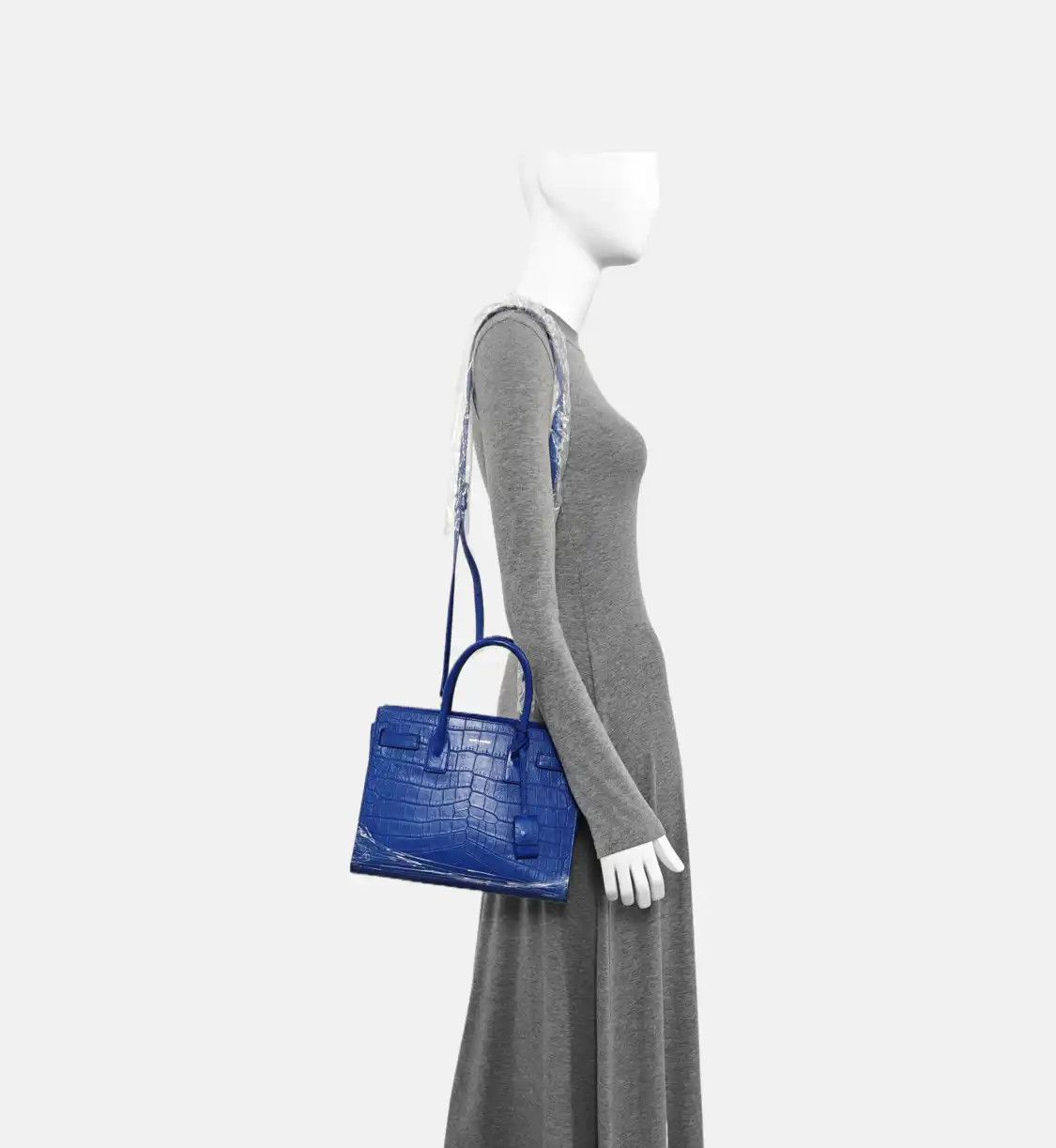 Saint Laurent Paris Saint Laurent Paris YSL SAC DE JOUR blue cowhide leather embossed crocodile shou Size ONE SIZE - 2 Thumbnail