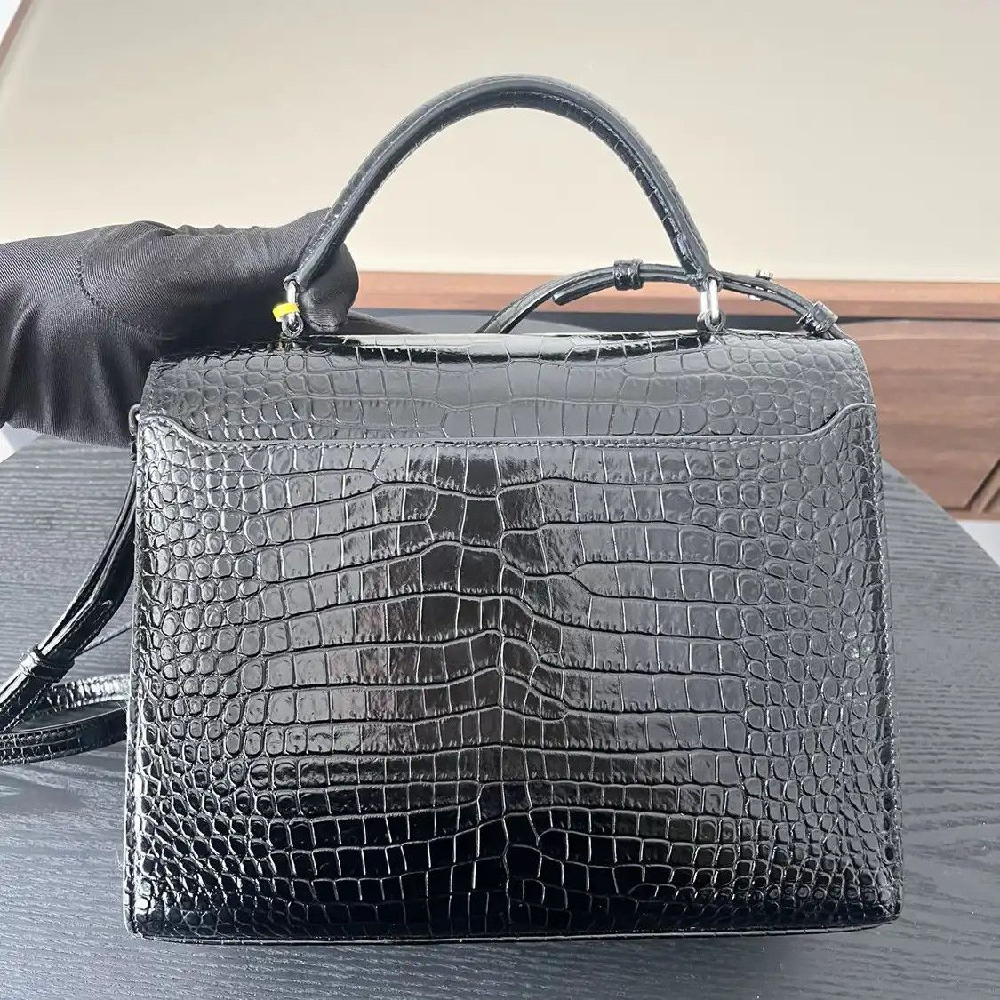 Saint Laurent Paris Saint Laurent Paris YSL CASSANDRA Medium black cowhide leather embossed handbag Size ONE SIZE - 4 Thumbnail