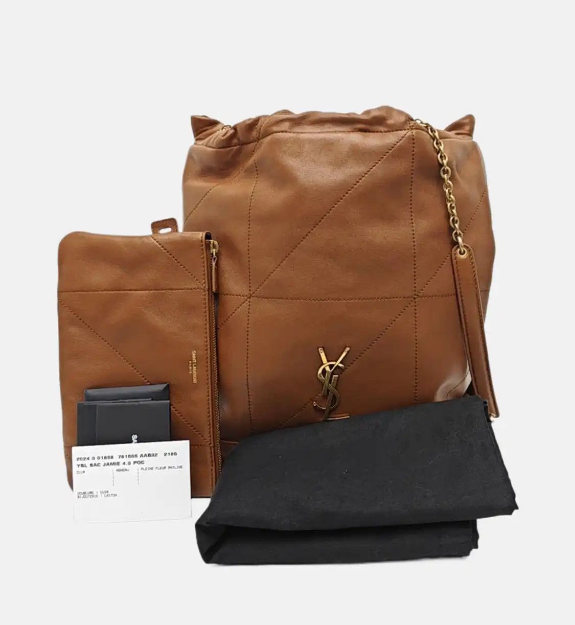 Saint Laurent Paris Saint Laurent Paris YSL JAMIE POCHON brown sheepskin quilted shoulder bag clutch Size ONE SIZE - 8 Thumbnail
