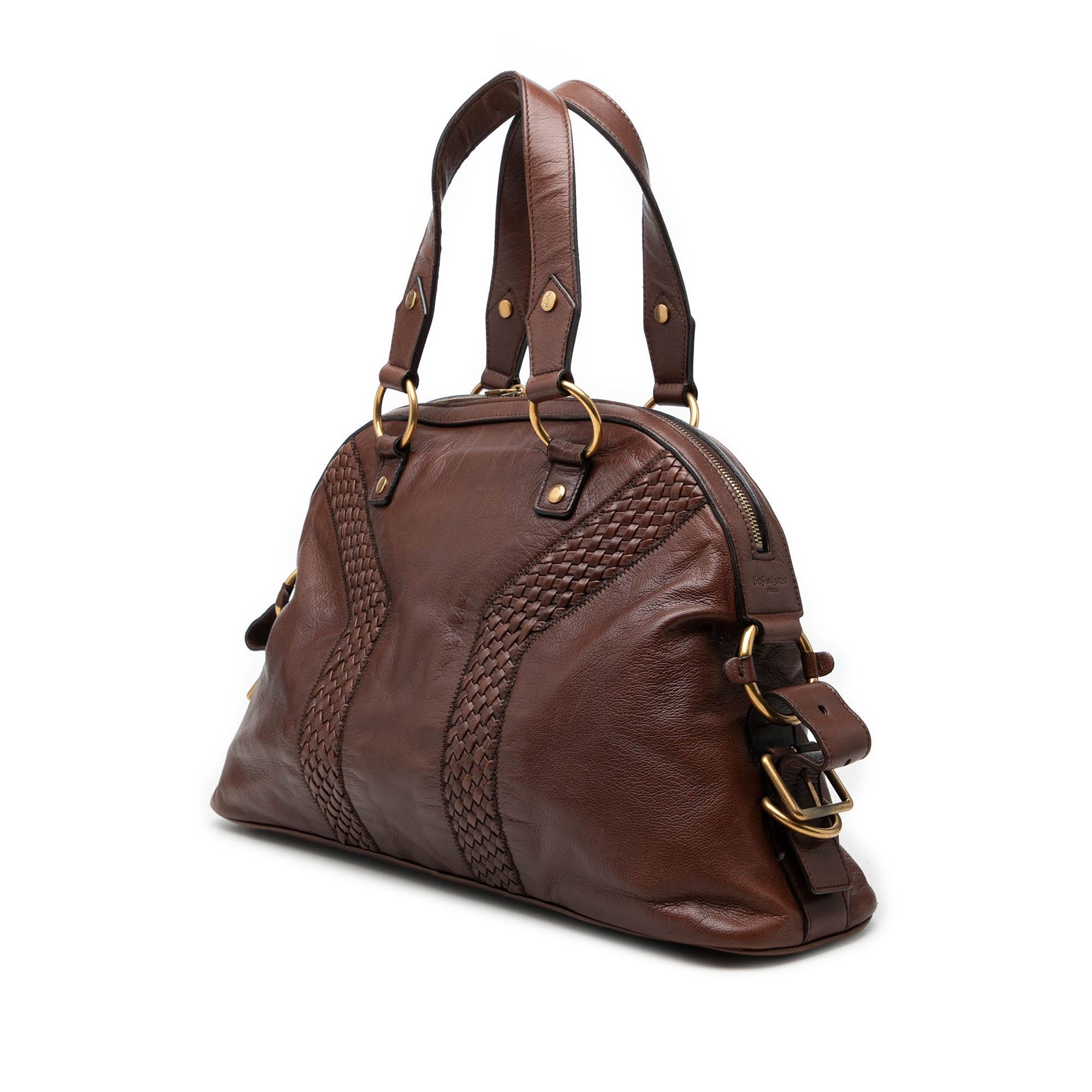 Saint Laurent Paris Woven Trimmed Leather Muse Handbag Size ONE SIZE - 2 Thumbnail