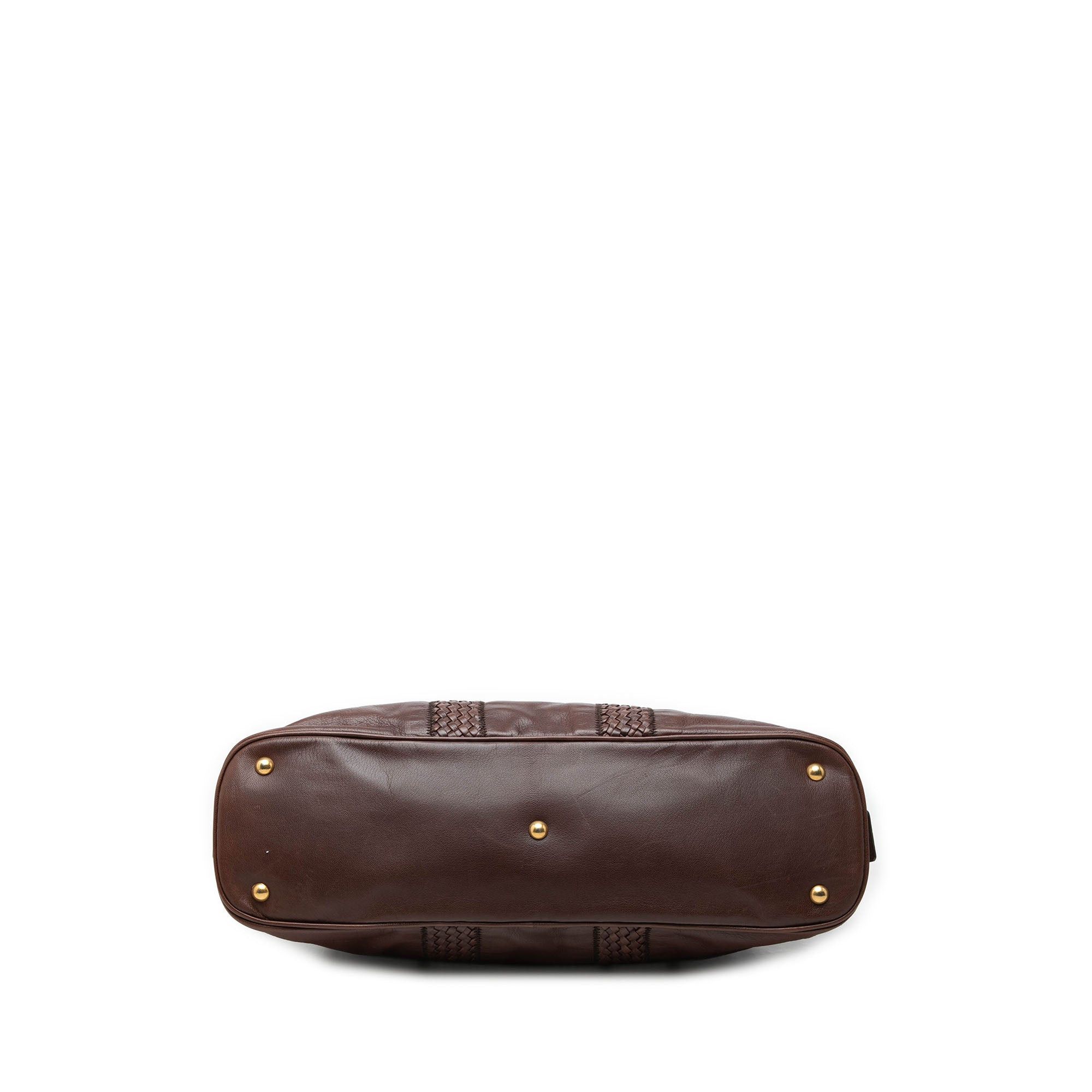 Saint Laurent Paris Woven Trimmed Leather Muse Handbag Size ONE SIZE - 3 Thumbnail