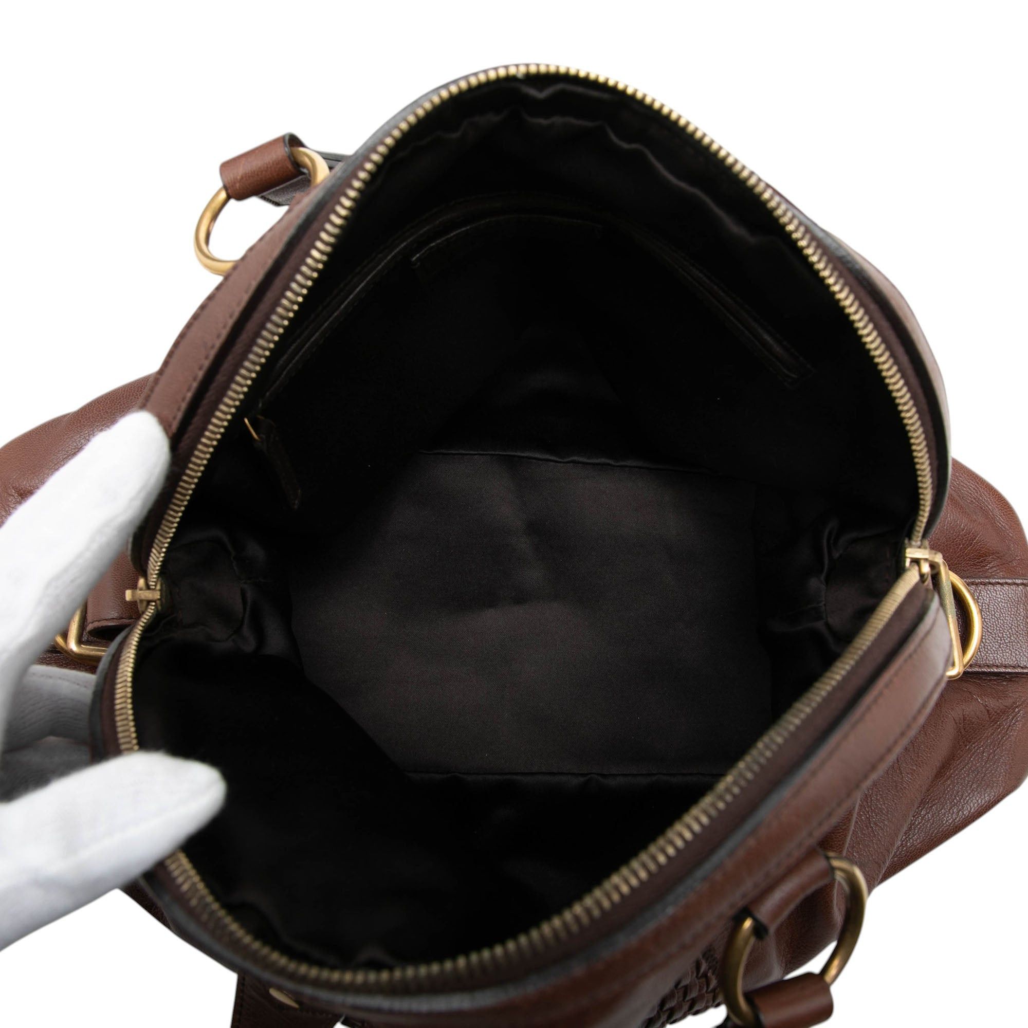 Saint Laurent Paris Woven Trimmed Leather Muse Handbag Size ONE SIZE - 4 Thumbnail