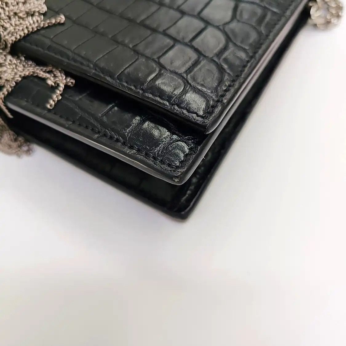 Saint Laurent Paris Saint Laurent Paris YSL KATE WOC black cowhide leather fringe embossed flap bag Size ONE SIZE - 11 Thumbnail
