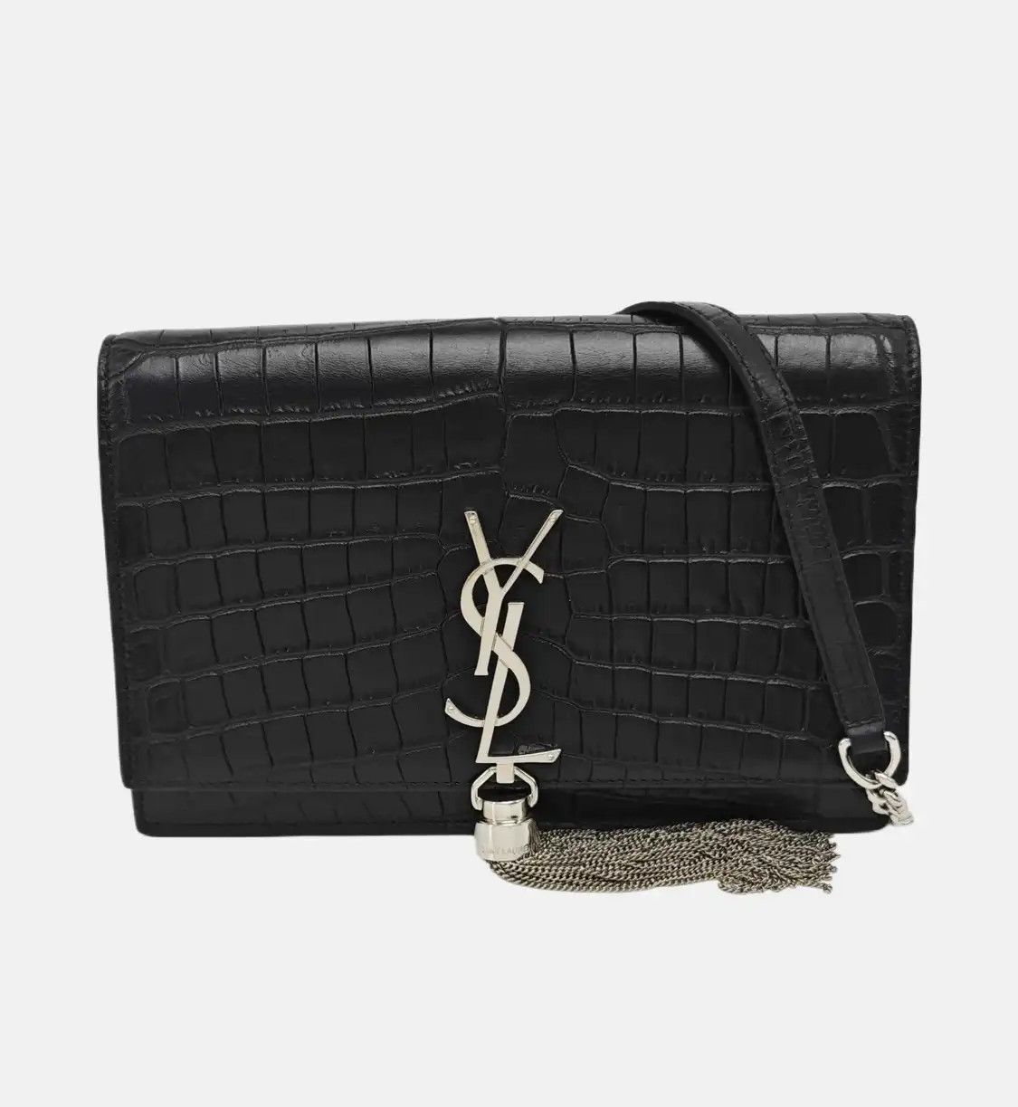 Saint Laurent Paris Saint Laurent Paris YSL KATE WOC black cowhide leather fringe embossed flap bag Size ONE SIZE - 8 Thumbnail