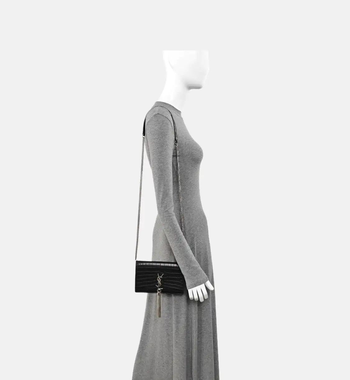 Saint Laurent Paris Saint Laurent Paris YSL KATE WOC black cowhide leather fringe embossed flap bag Size ONE SIZE - 2 Thumbnail