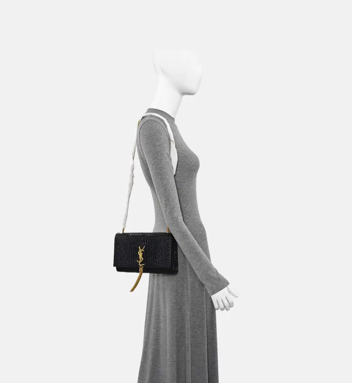 Saint Laurent Paris Saint Laurent Paris YSL KATE Medium black cowhide leather fringe embossed flap b Size ONE SIZE - 2 Thumbnail