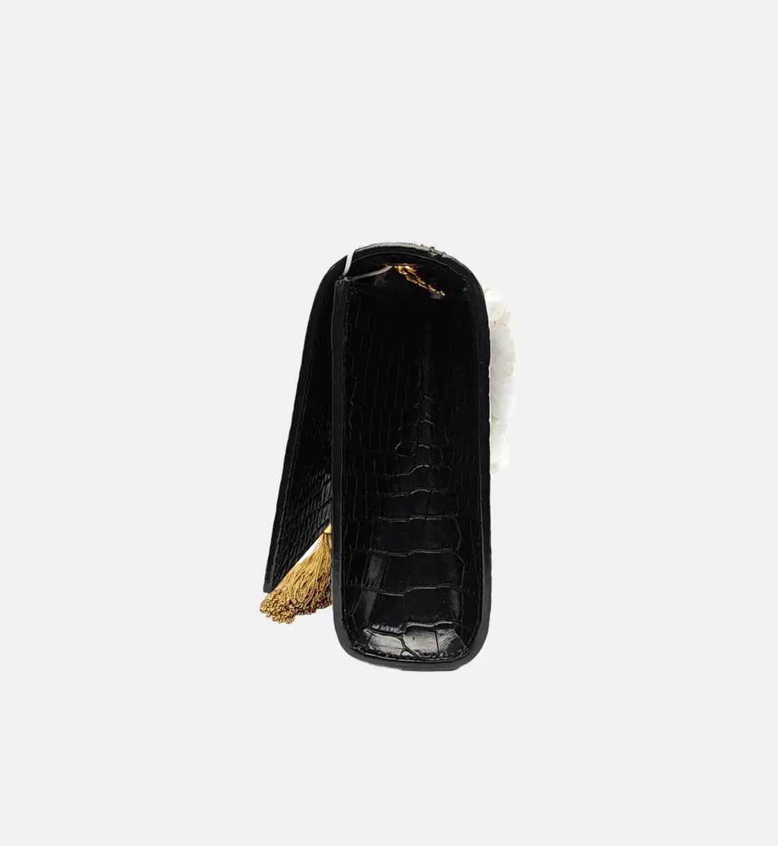 Saint Laurent Paris Saint Laurent Paris YSL KATE Medium black cowhide leather fringe embossed flap b Size ONE SIZE - 3 Thumbnail