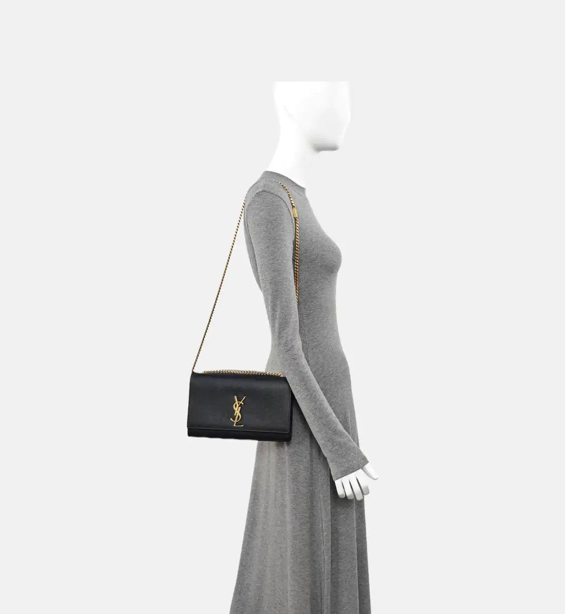 Saint Laurent Paris Saint Laurent Paris YSL KATE Medium black cowhide leather embossed chain bag fla Size ONE SIZE - 2 Thumbnail