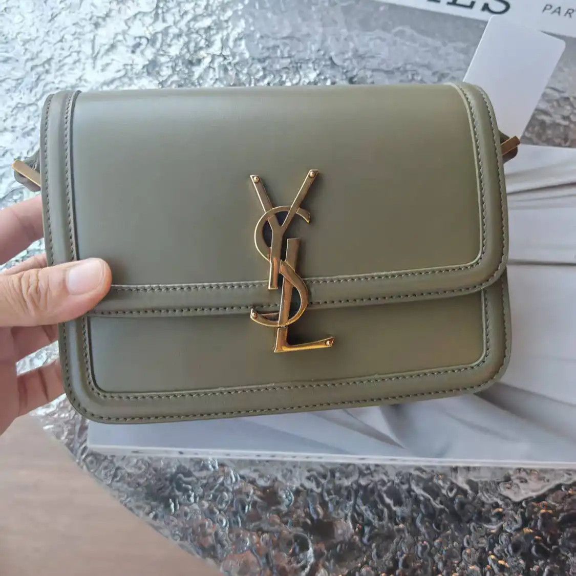 Saint Laurent Paris Saint Laurent Paris YSL SOLFERINO Small green cowhide leather tofu bag shoulder Size ONE SIZE - 13 Thumbnail