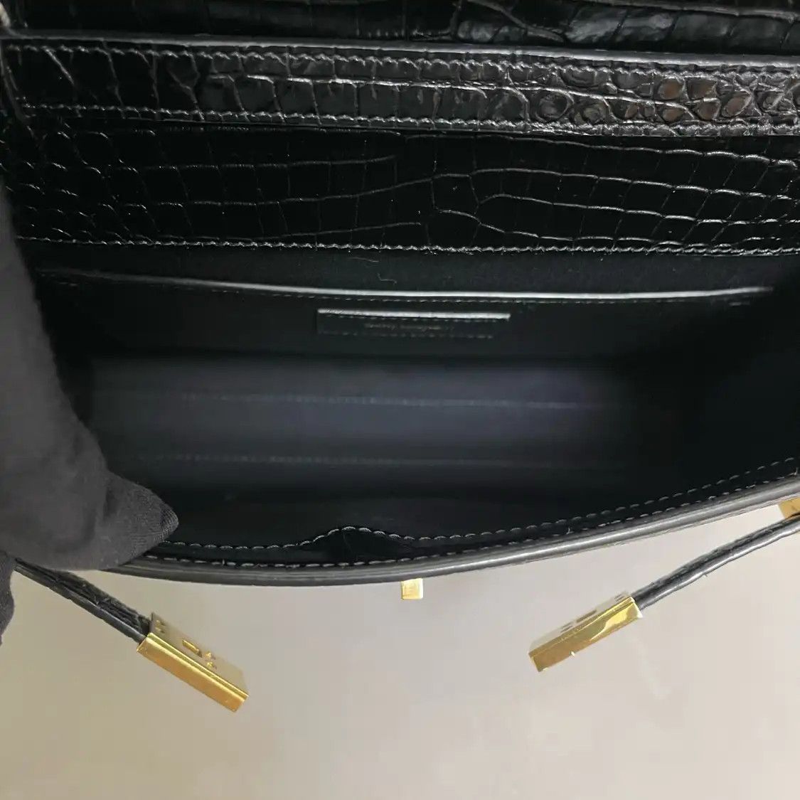 Saint Laurent Paris Saint Laurent Paris YSL MANHATTAN Small black cowhide leather crocodile 曼哈顿bag s Size ONE SIZE - 6 Thumbnail