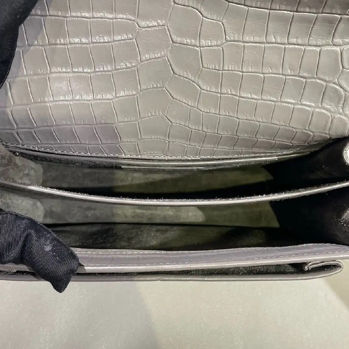 Saint Laurent Paris Saint Laurent Paris YSL SUNSET Medium grey cowhide leather crocodile 日落bag shoul Size ONE SIZE - 7 Thumbnail