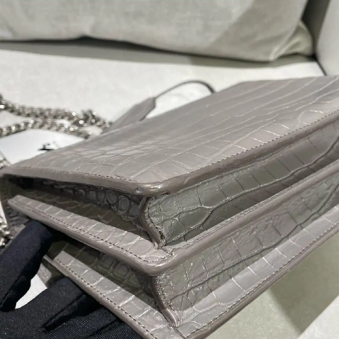 Saint Laurent Paris Saint Laurent Paris YSL SUNSET Medium grey cowhide leather crocodile 日落bag shoul Size ONE SIZE - 3 Thumbnail