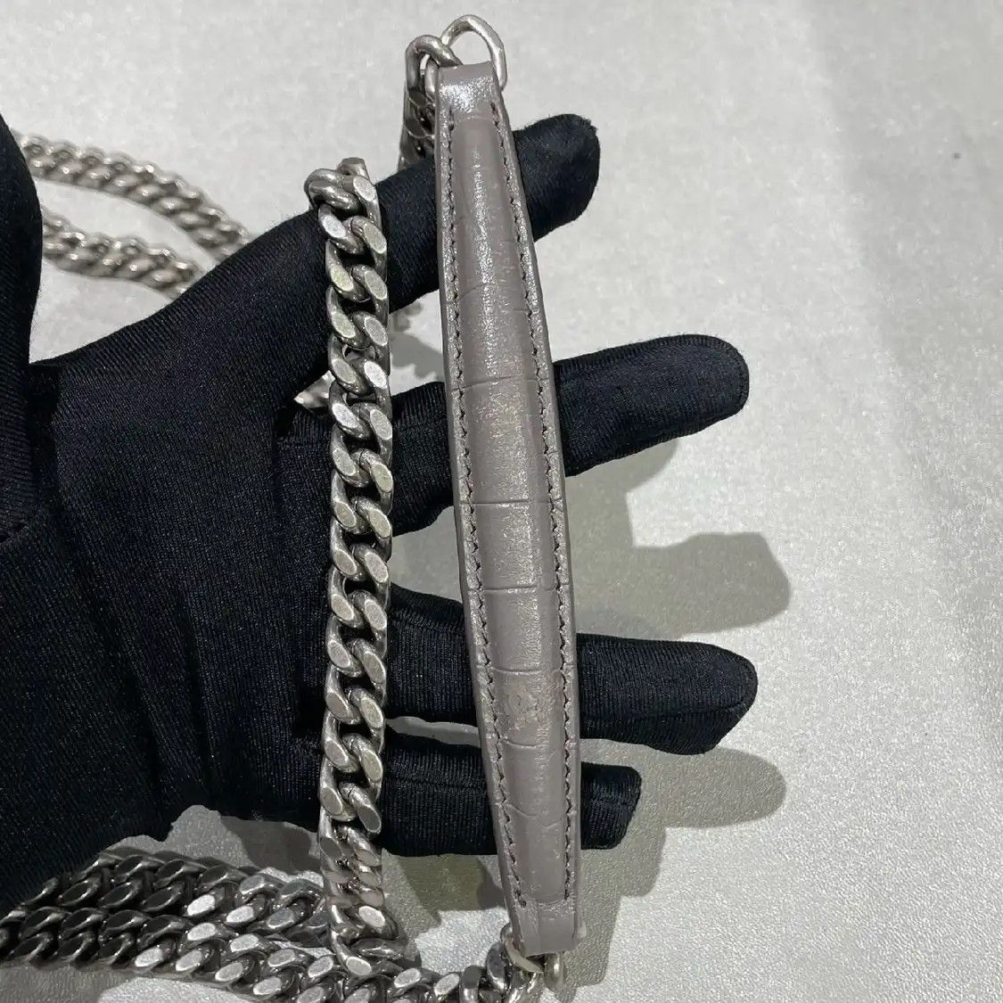 Saint Laurent Paris Saint Laurent Paris YSL SUNSET Medium grey cowhide leather crocodile 日落bag shoul Size ONE SIZE - 11 Thumbnail