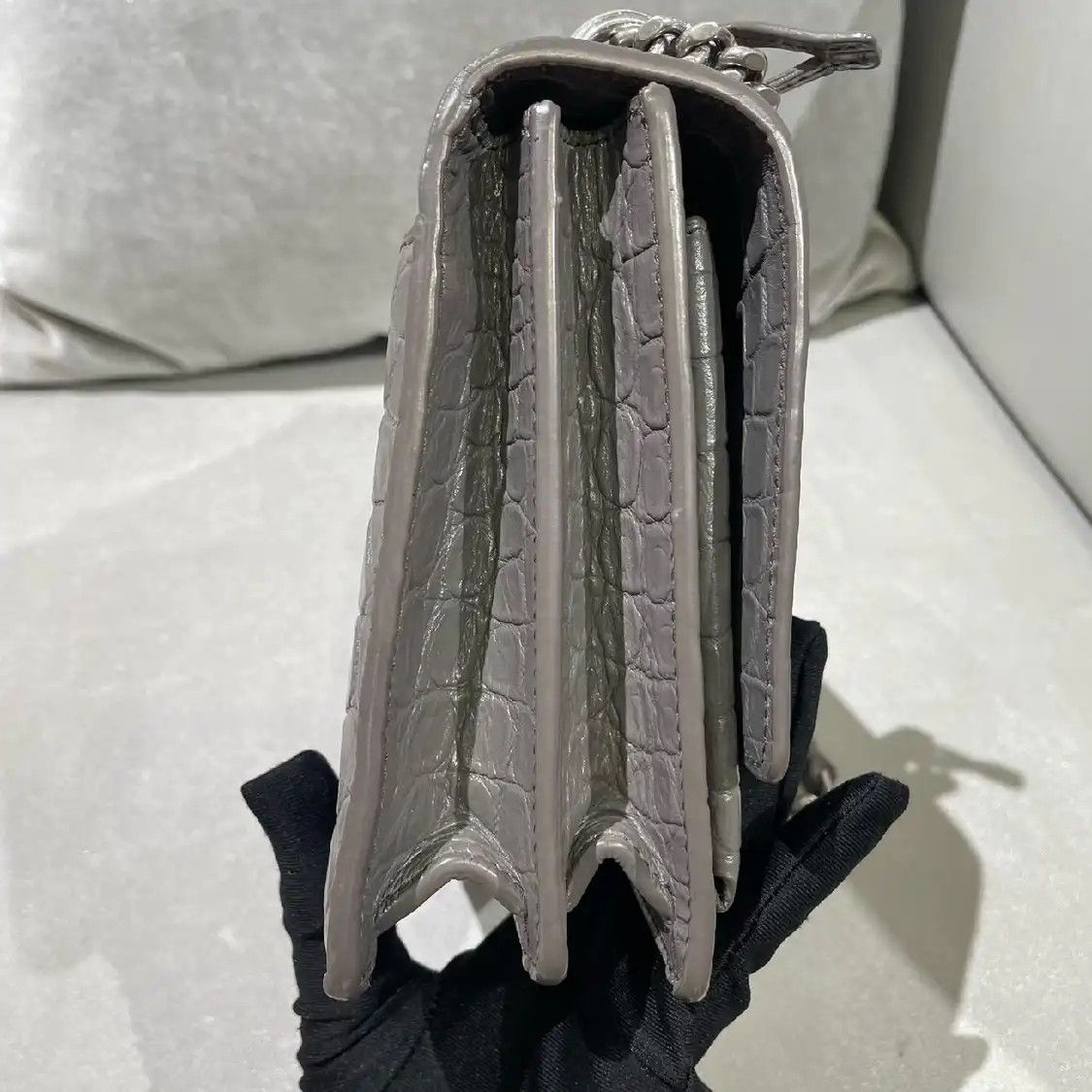 Saint Laurent Paris Saint Laurent Paris YSL SUNSET Medium grey cowhide leather crocodile 日落bag shoul Size ONE SIZE - 4 Thumbnail