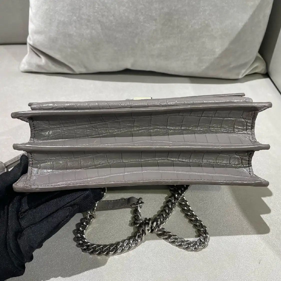 Saint Laurent Paris Saint Laurent Paris YSL SUNSET Medium grey cowhide leather crocodile 日落bag shoul Size ONE SIZE - 5 Thumbnail