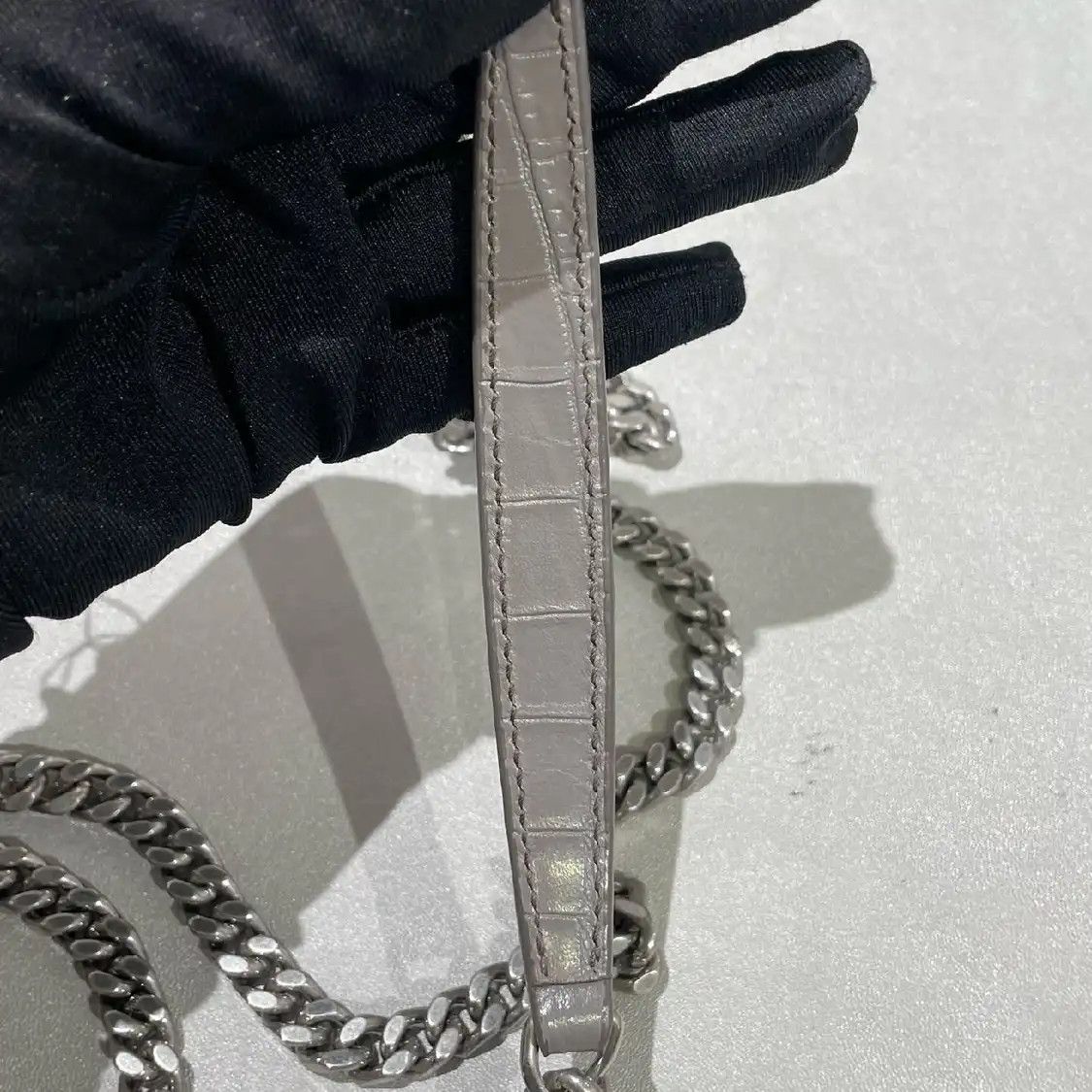Saint Laurent Paris Saint Laurent Paris YSL SUNSET Medium grey cowhide leather crocodile 日落bag shoul Size ONE SIZE - 12 Thumbnail