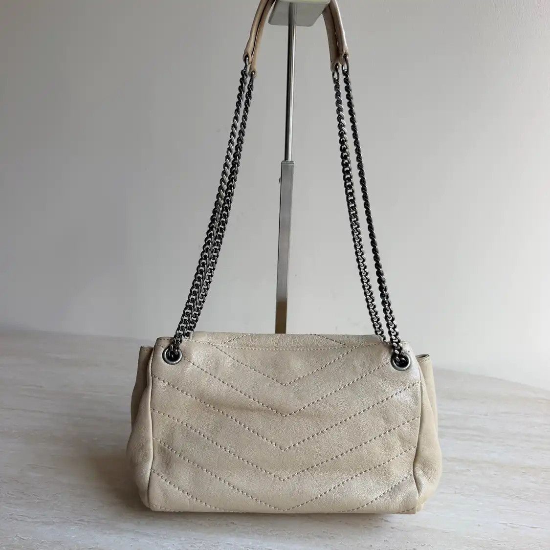 Saint Laurent Paris Saint Laurent Paris YSL NOLITA Small beige sheepskin quiltedV洛丽塔shoulder bag Size ONE SIZE - 2 Thumbnail