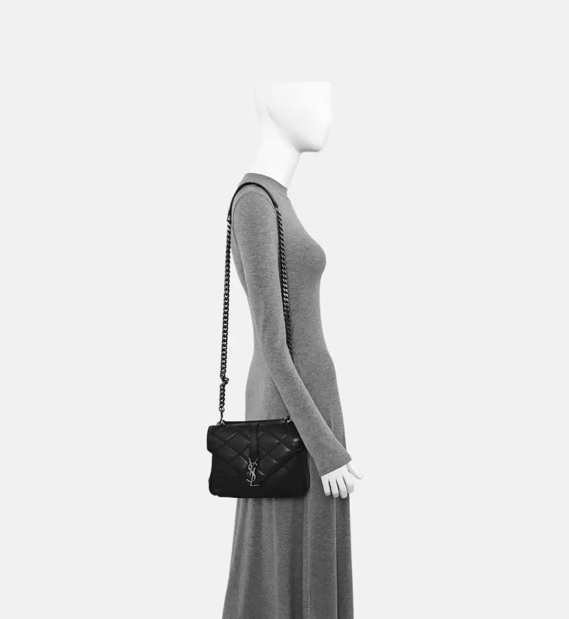 Saint Laurent Paris Saint Laurent Paris YSL COLLEGE Medium black sheepskin quilted envelope clutch s Size ONE SIZE - 2 Thumbnail