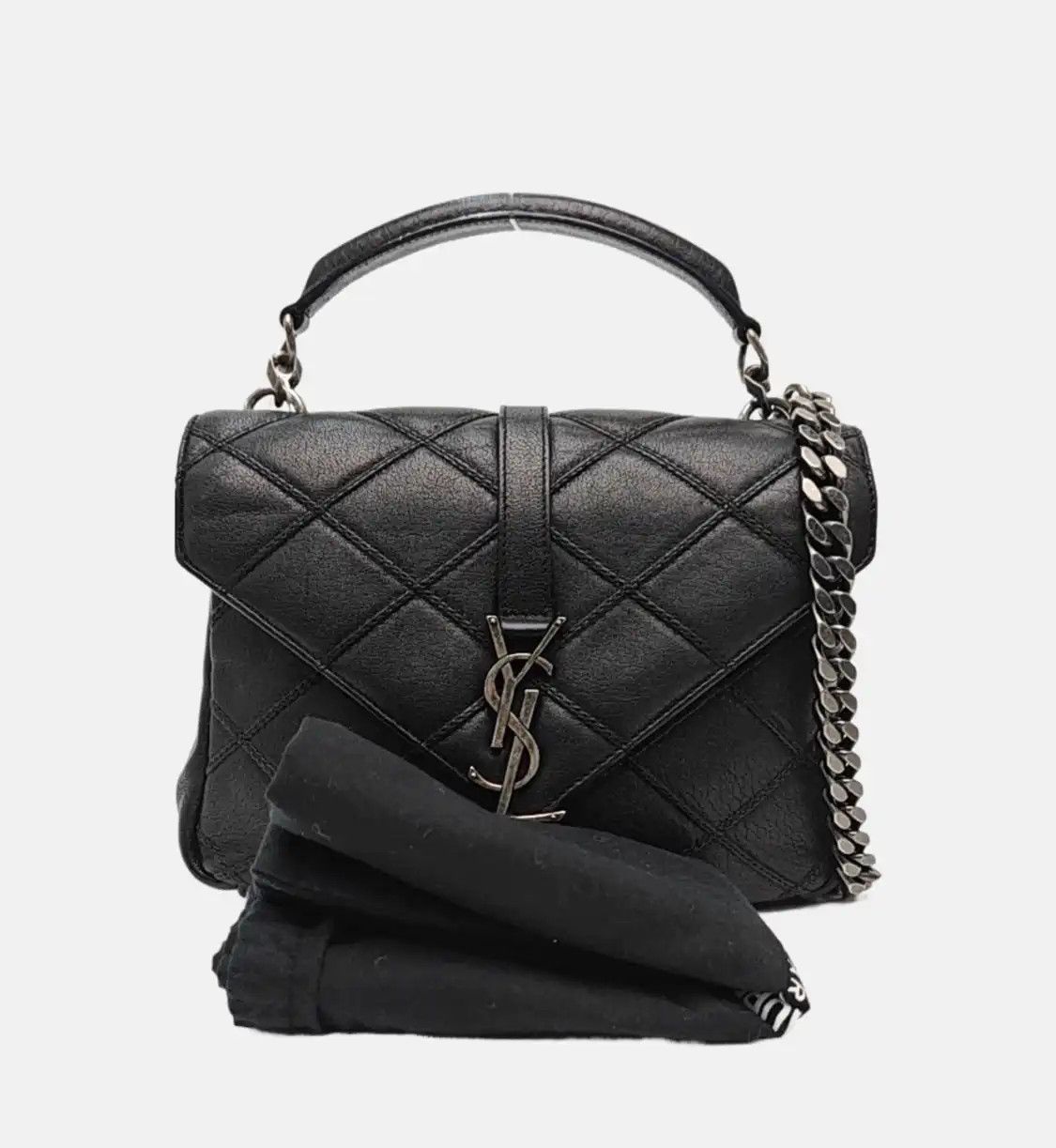 Saint Laurent Paris Saint Laurent Paris YSL COLLEGE Medium black sheepskin quilted envelope clutch s Size ONE SIZE - 8 Thumbnail