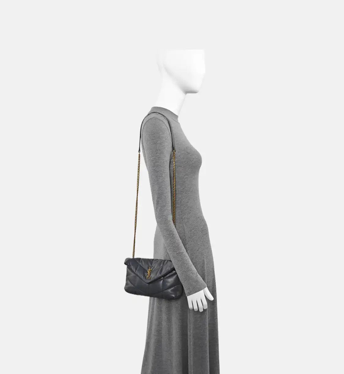 Saint Laurent Paris Saint Laurent Paris YSL PUFFER grey sheepskin quilted Venvelope clutch shoulder Size ONE SIZE - 2 Thumbnail